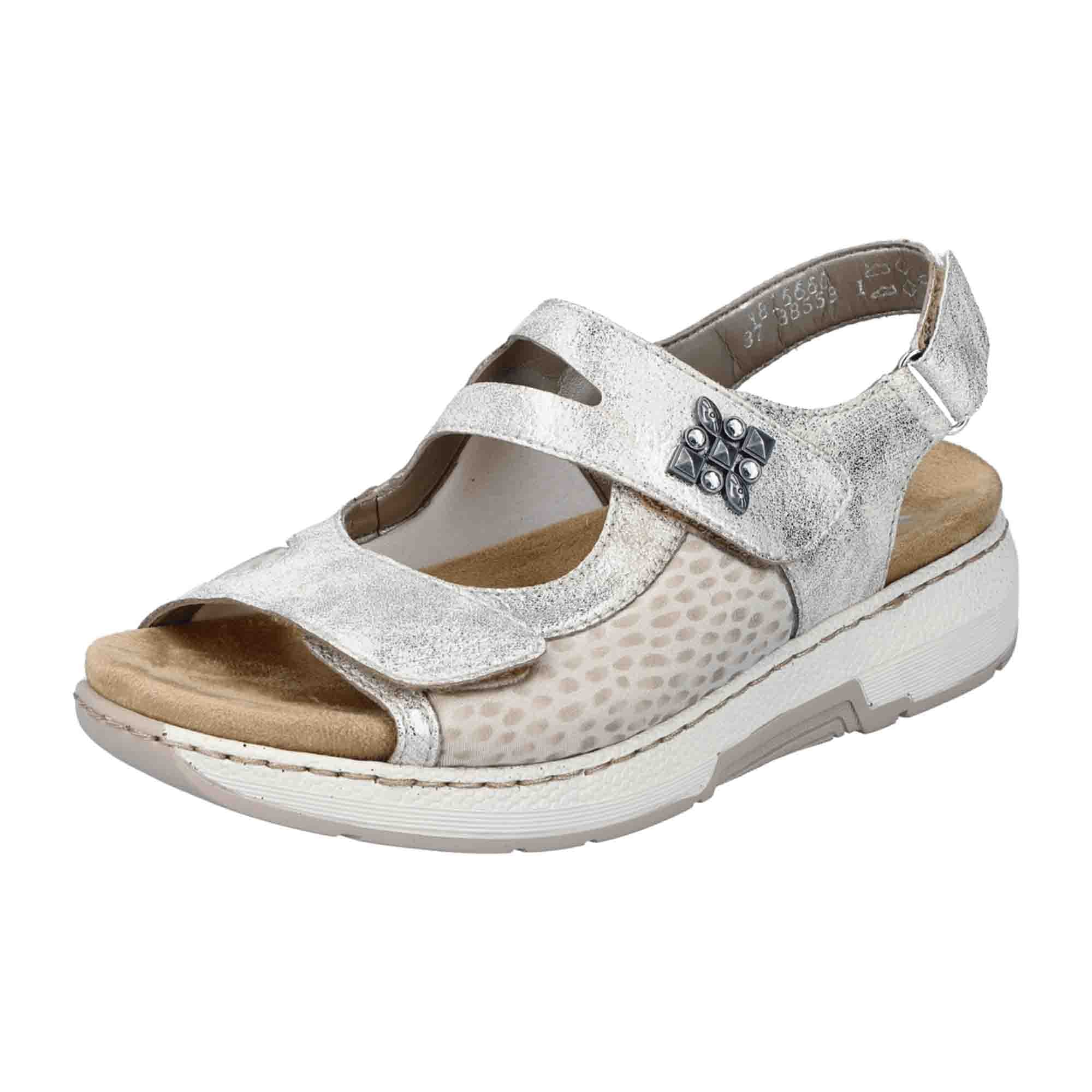 Rieker Women's Beige Strappy Sandals with Comfort Footbed and Velcro Straps