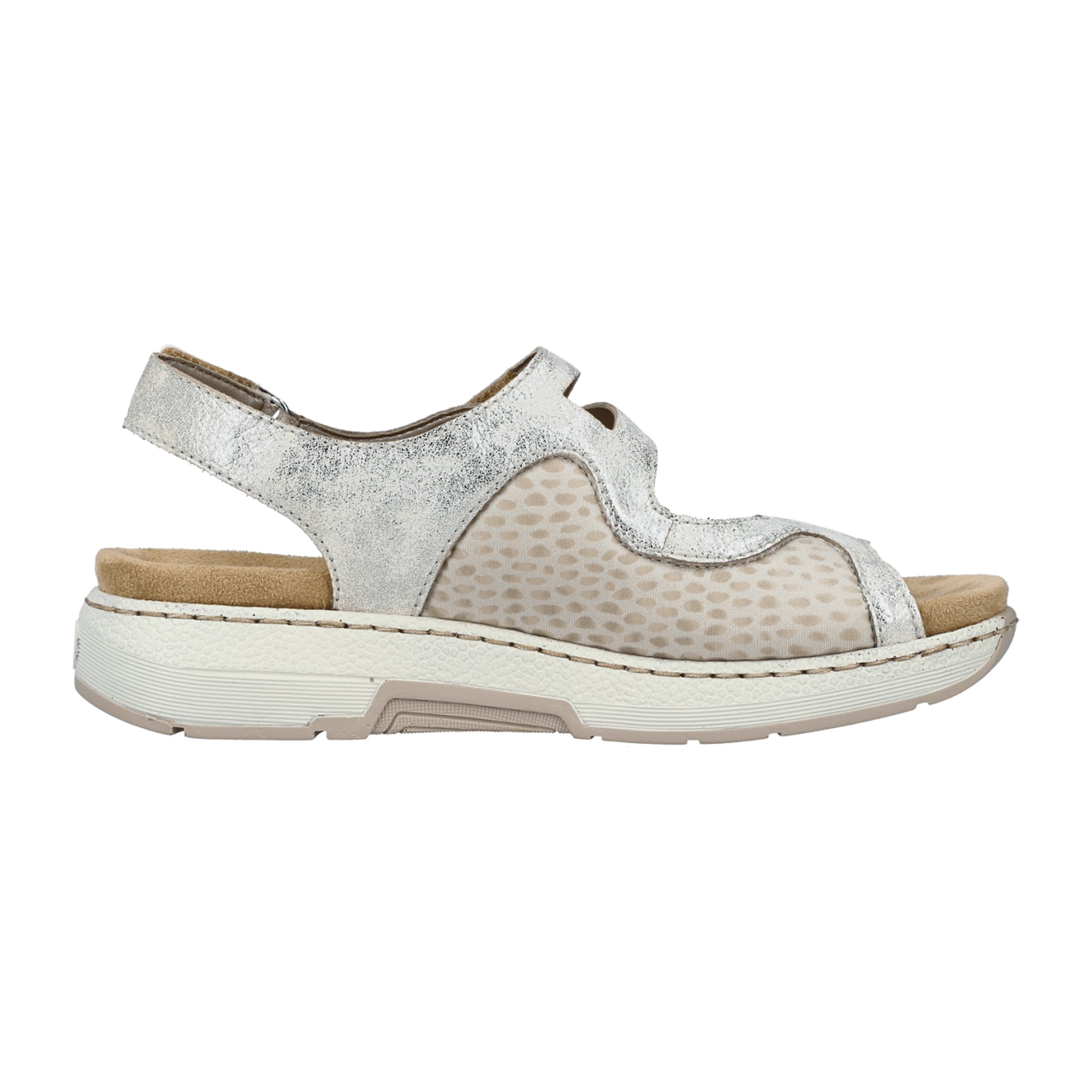 Rieker Women's Beige Strappy Sandals with Comfort Footbed and Velcro Straps