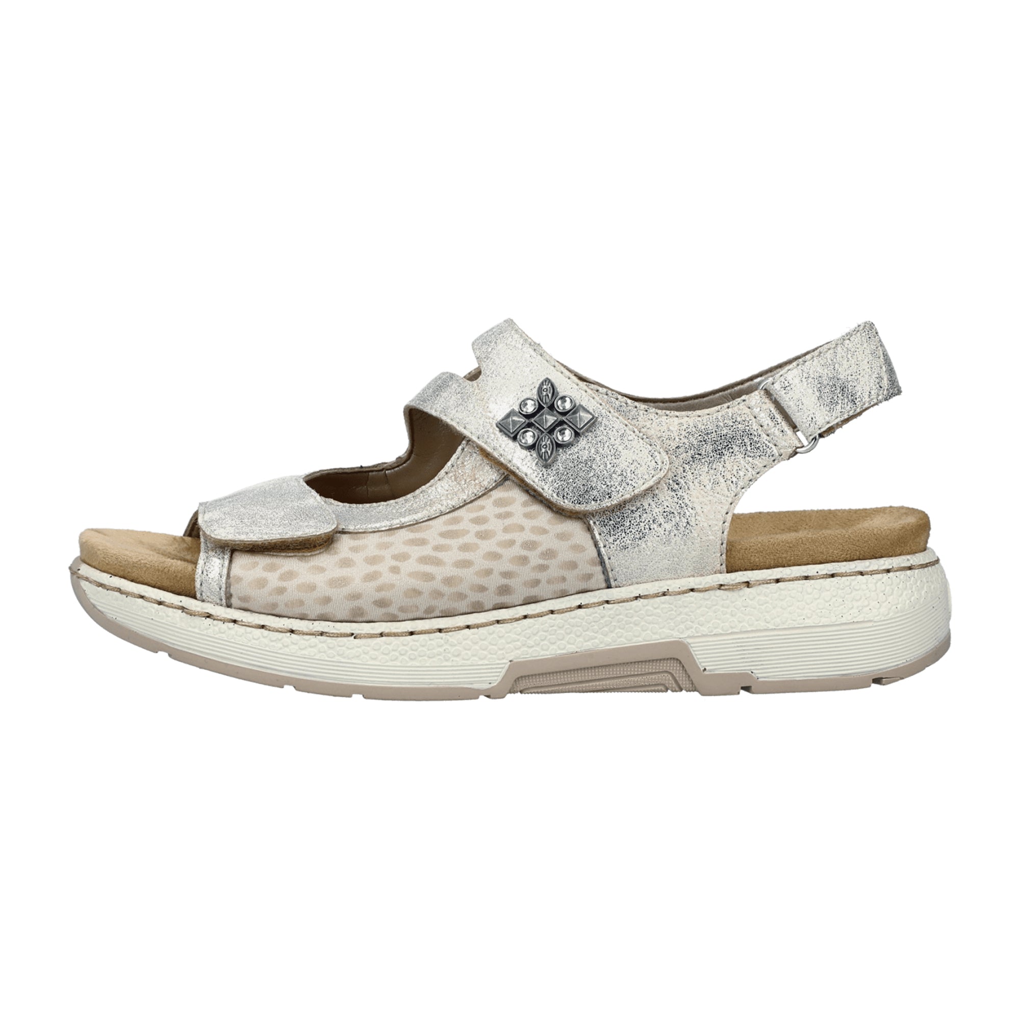Rieker Women's Beige Strappy Sandals with Comfort Footbed and Velcro Straps