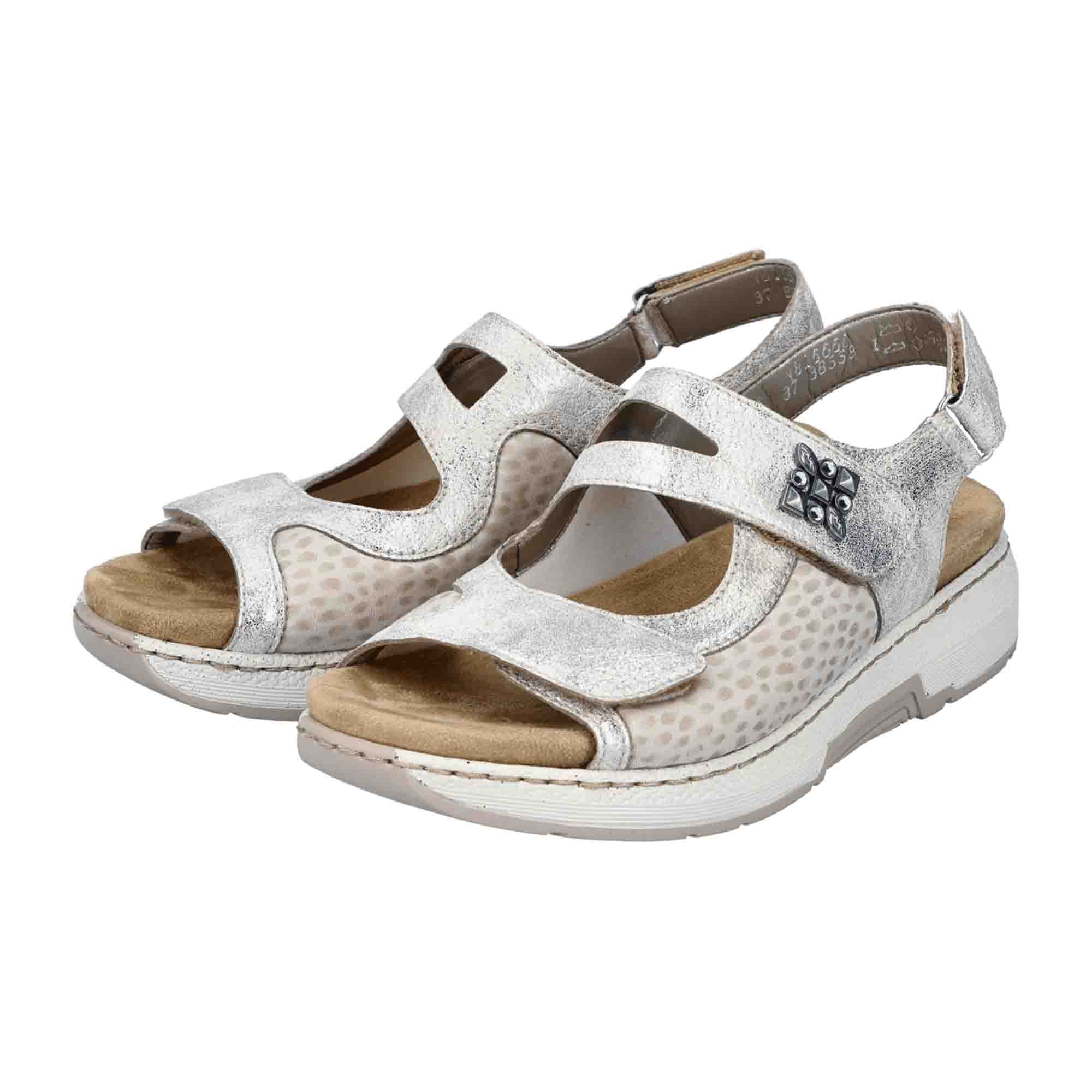 Rieker Women's Beige Strappy Sandals with Comfort Footbed and Velcro Straps