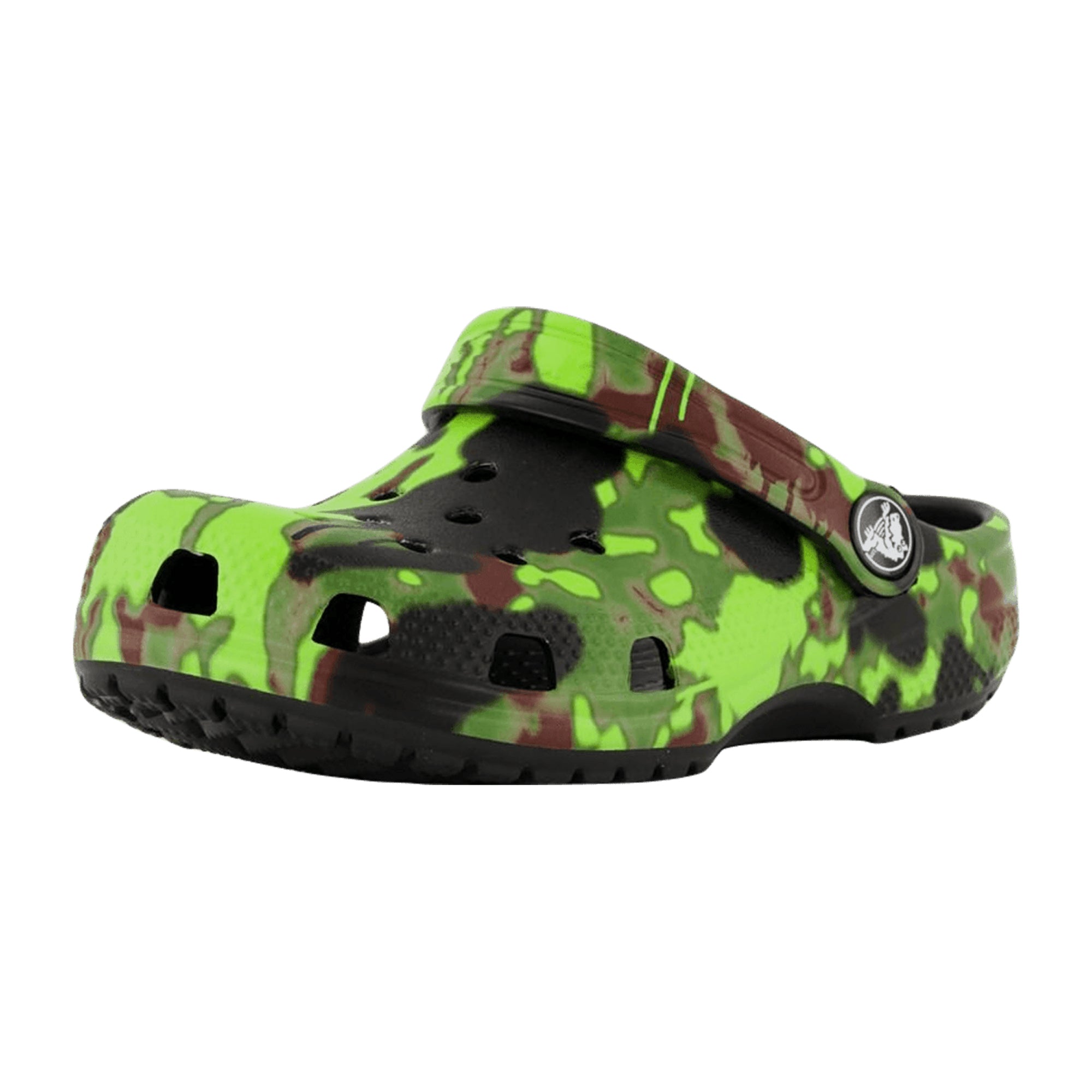 Crocs Kids Classic Spray Camo Clog - Durable Lightweight Slip-on Shoes, Green