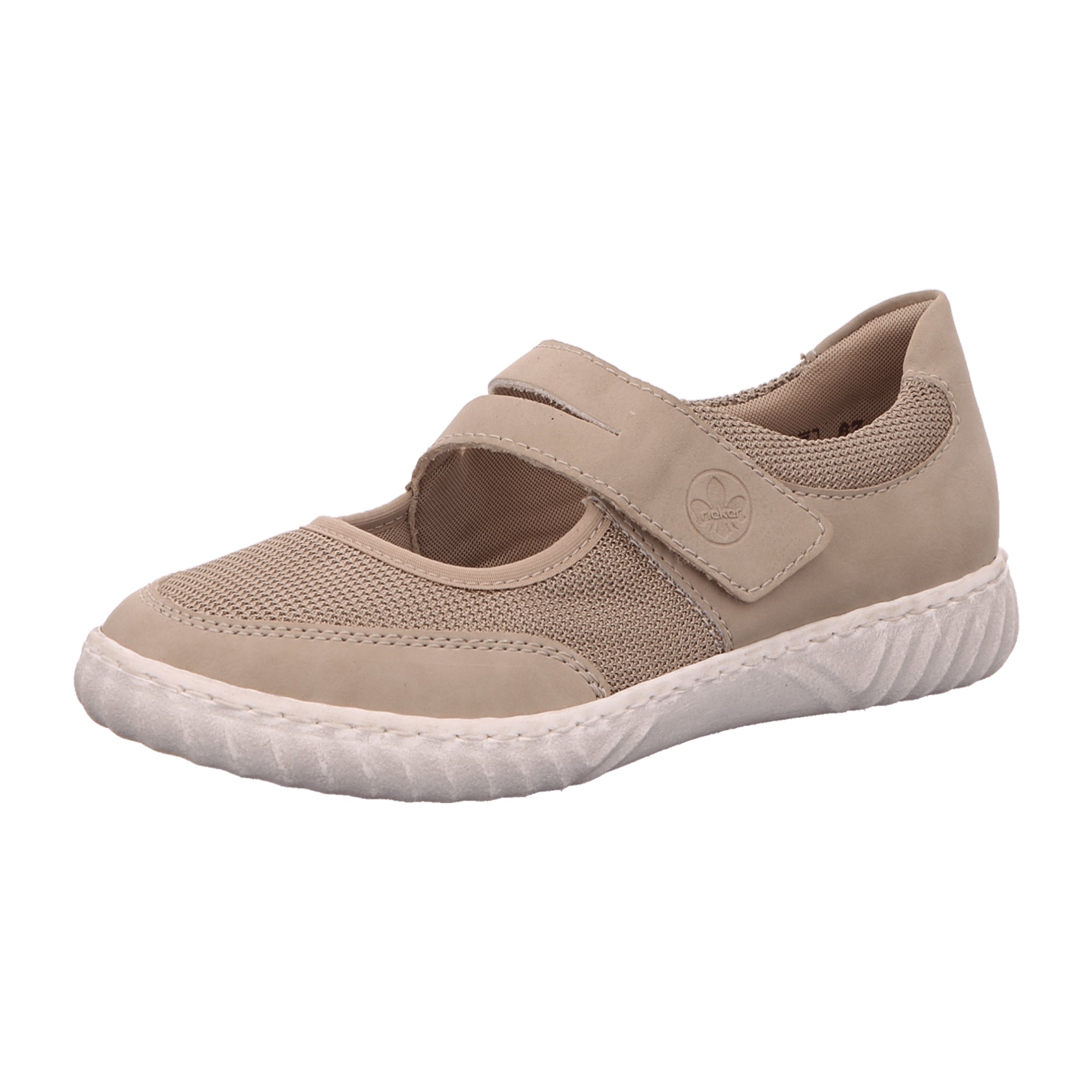 Rieker Women's Beige Slip-On Shoes with Velcro Strap and Soft Insole