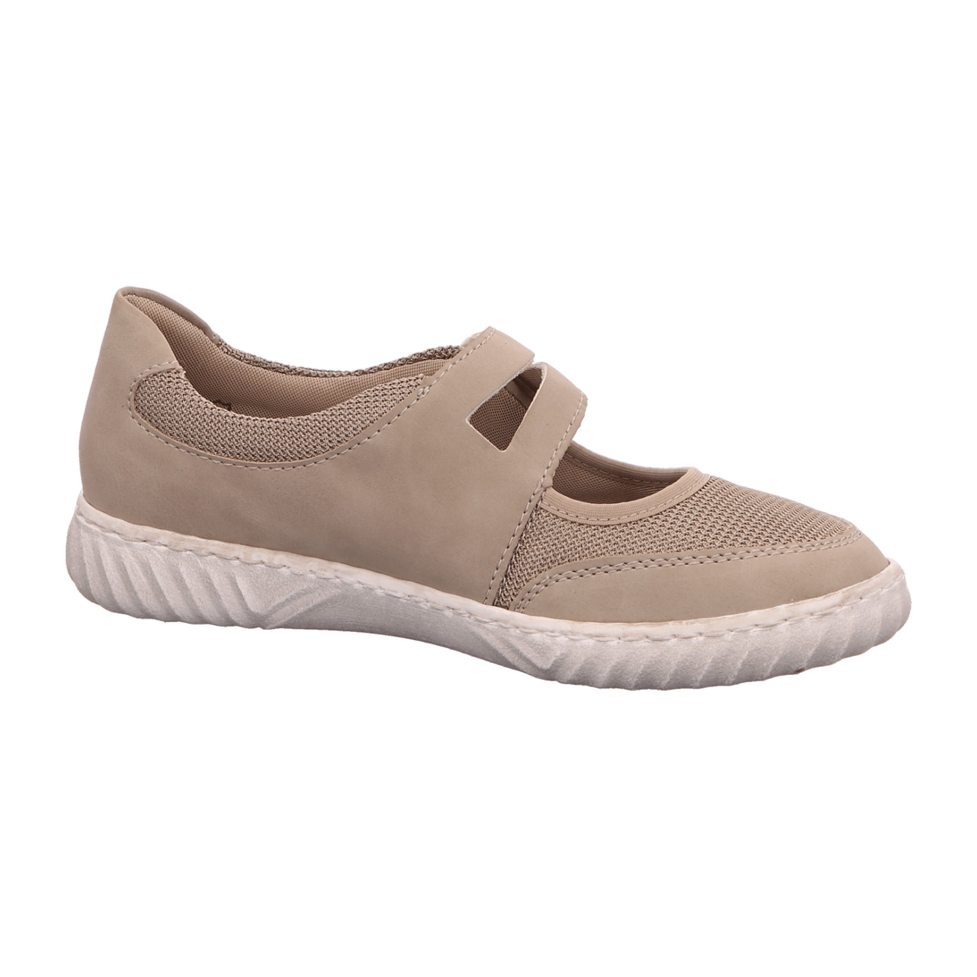 Rieker Women's Beige Slip-On Shoes with Velcro Strap and Soft Insole