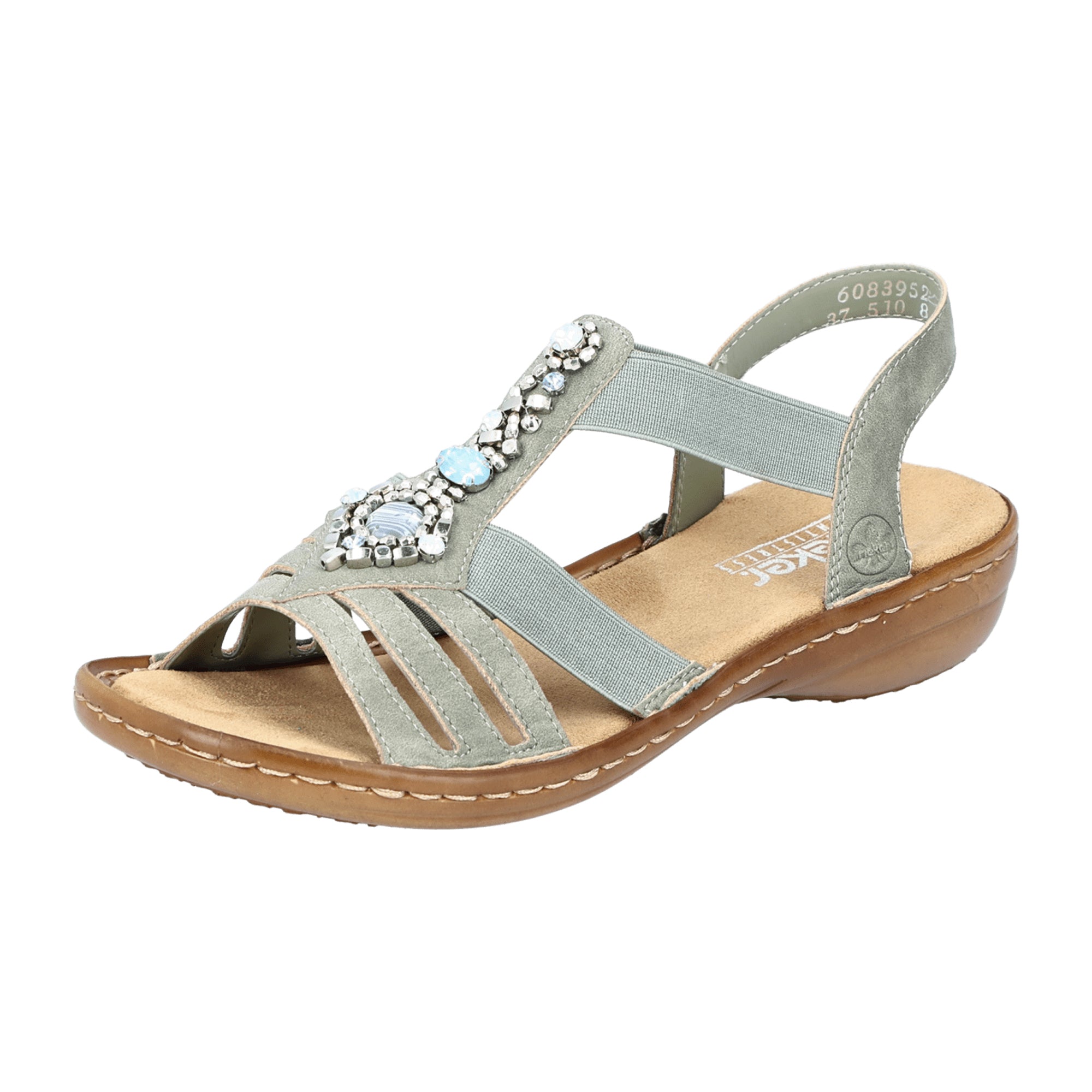 Rieker Green Sandals for Women with Straps and Decorative Elements