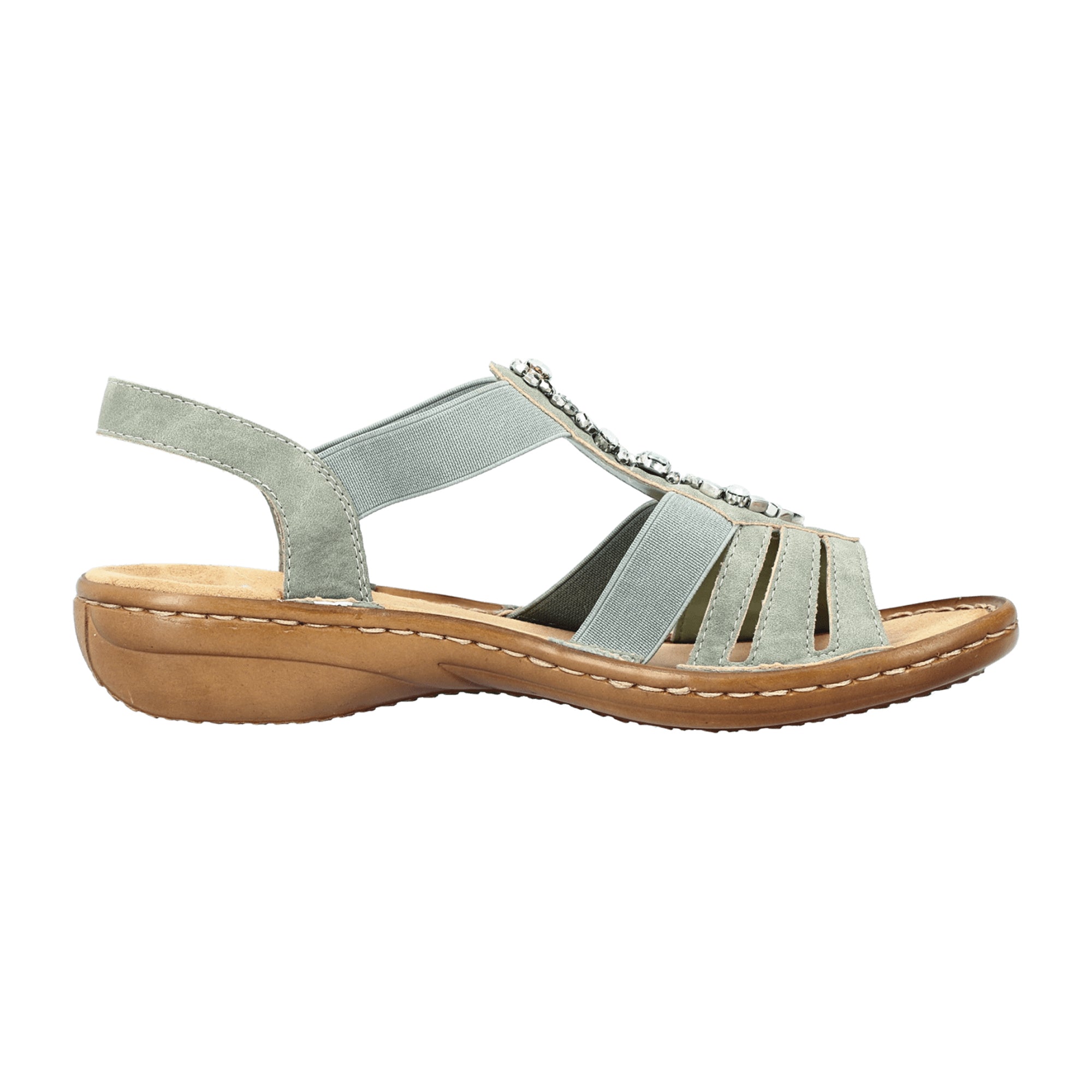 Rieker Green Sandals for Women with Straps and Decorative Elements