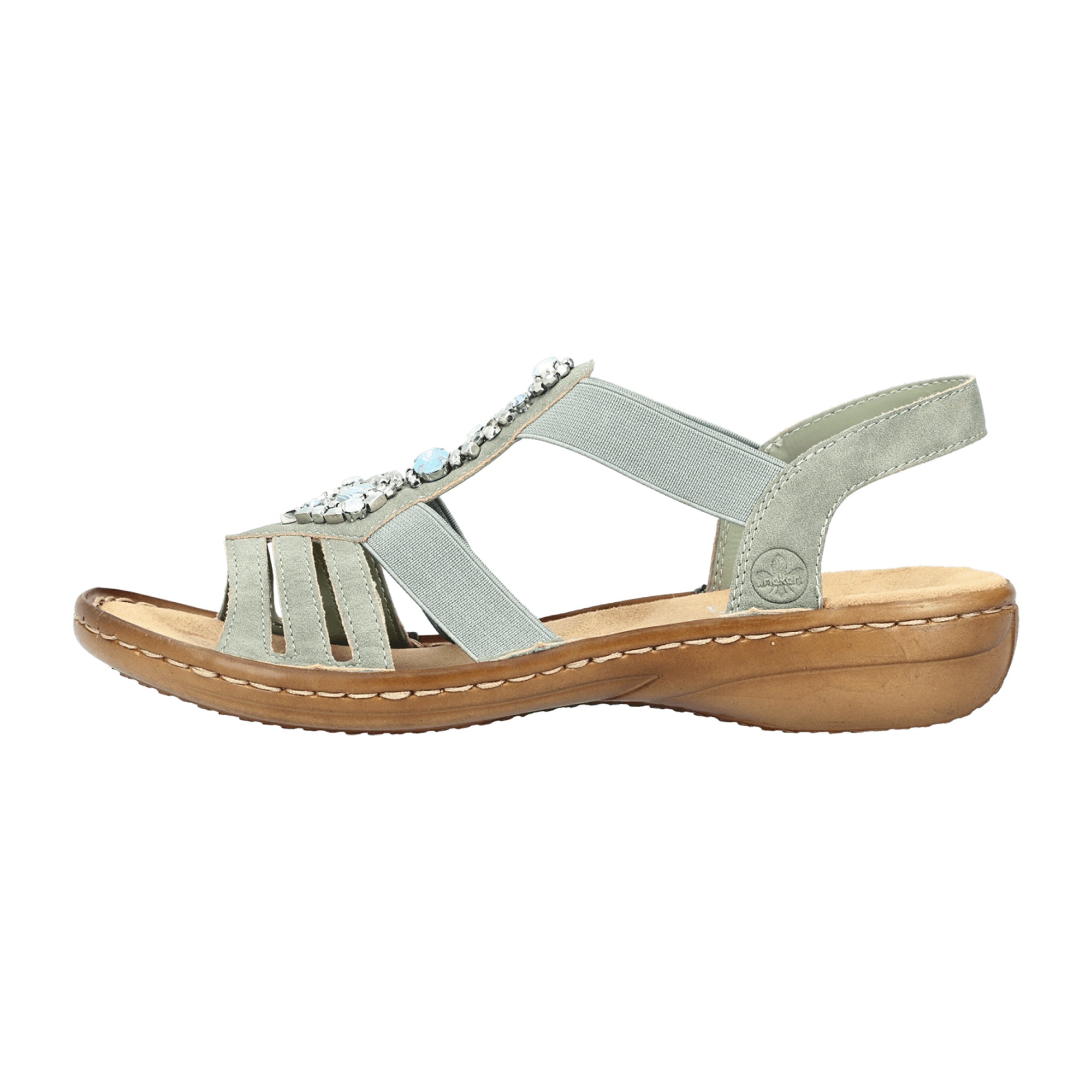 Rieker Green Sandals for Women with Straps and Decorative Elements