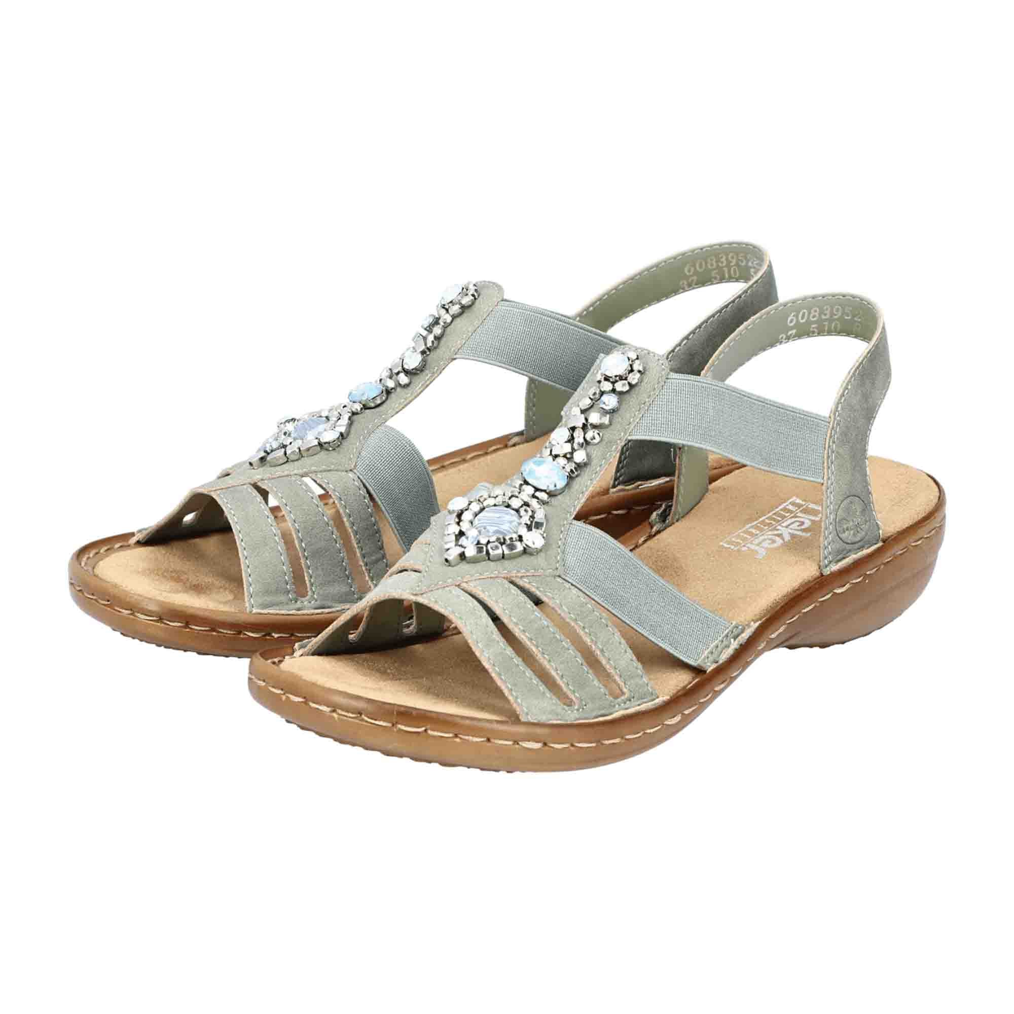 Rieker Green Sandals for Women with Straps and Decorative Elements