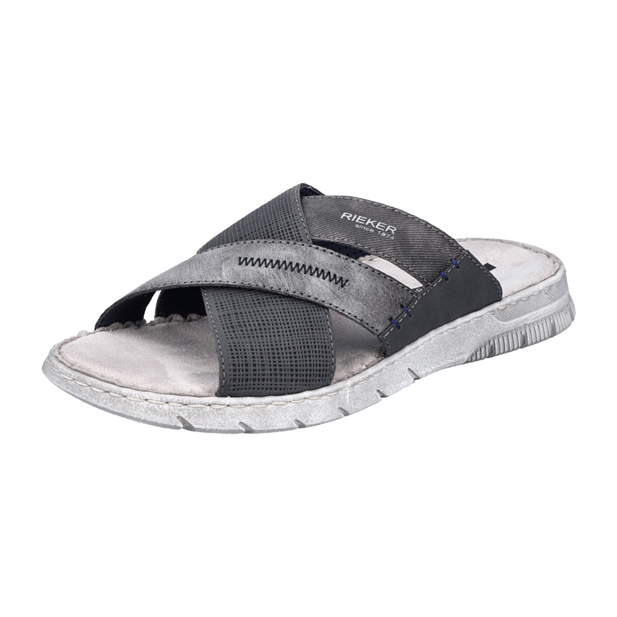 Rieker Comfortable Men's Slip-On Sandals Gray Lightweight Shock Absorbing Sole