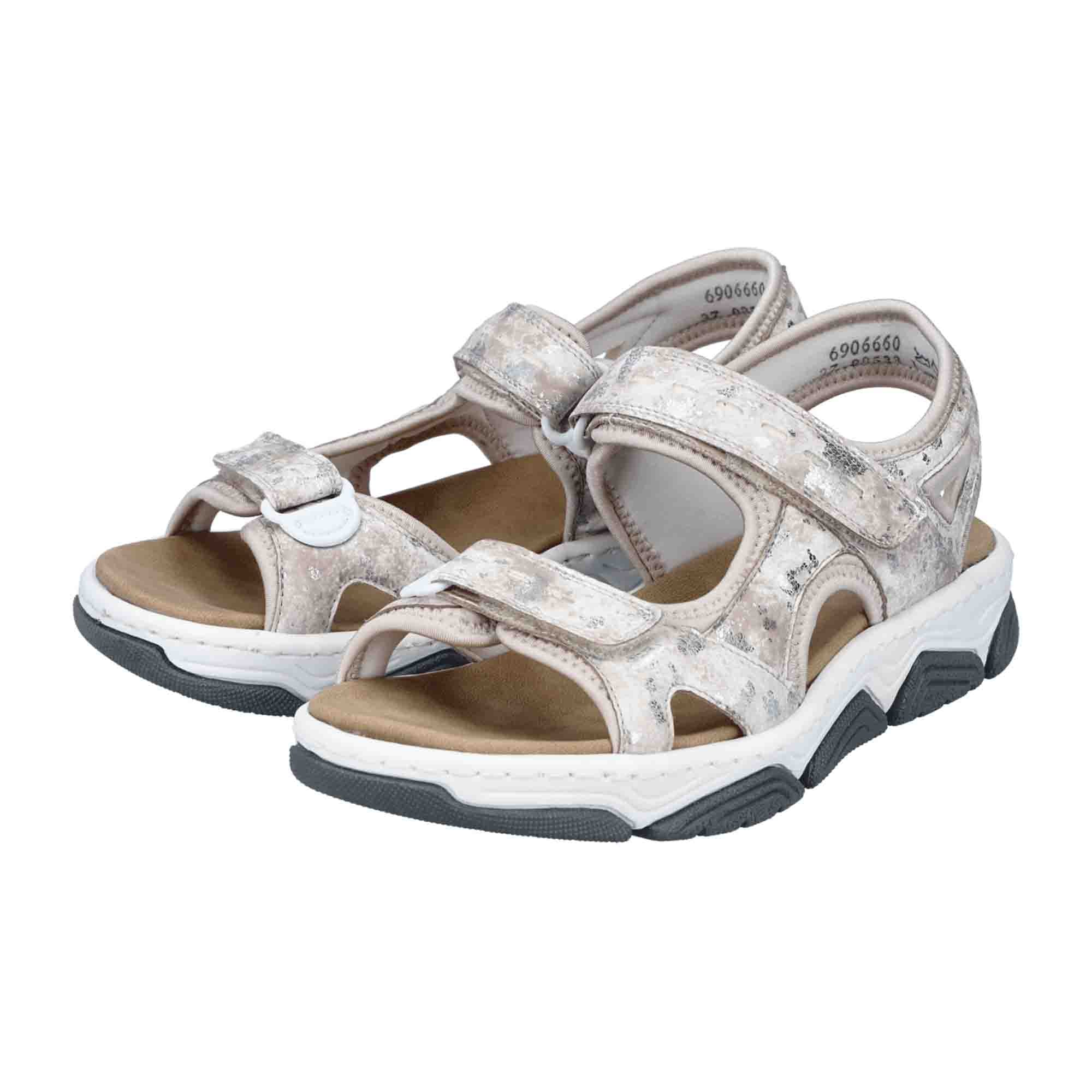 Rieker Beige Women's Trekking Sandals with Velcro Straps and Grippy Sole