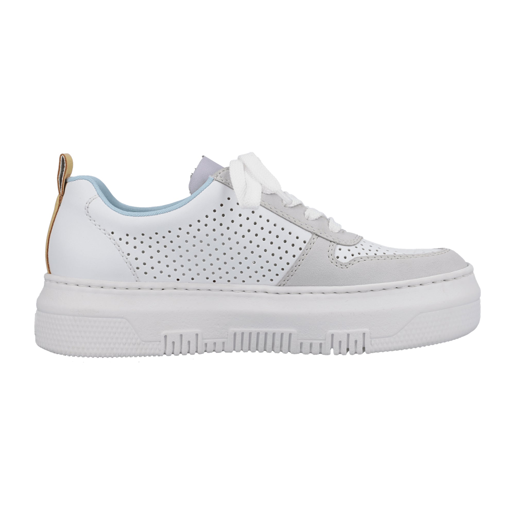 Rieker Women's White Sneakers M1905-80, Synthetic Leather, Comfort Sole