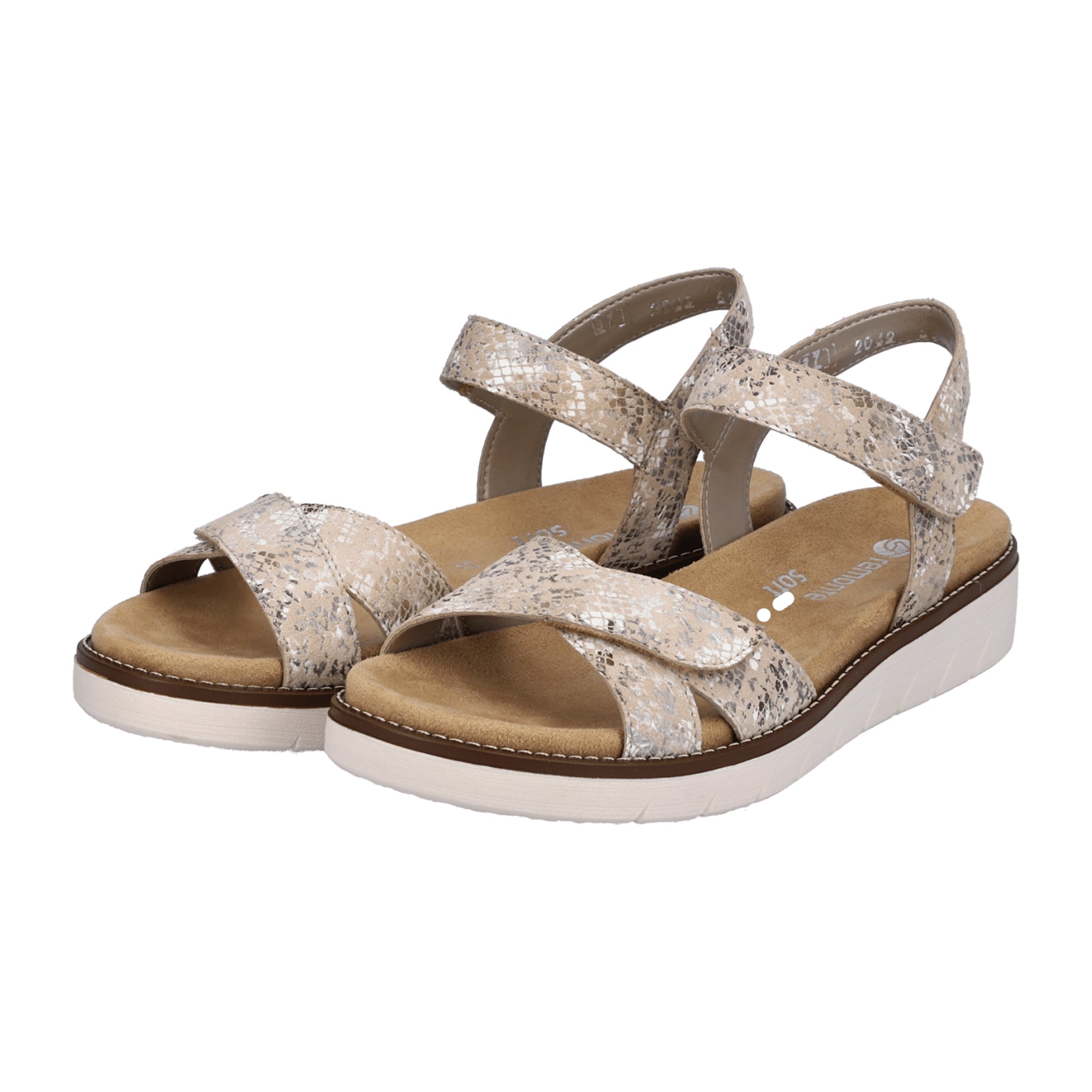 Remonte Women's Beige Leather Sandals with Adjustable Straps and Soft Footbed
