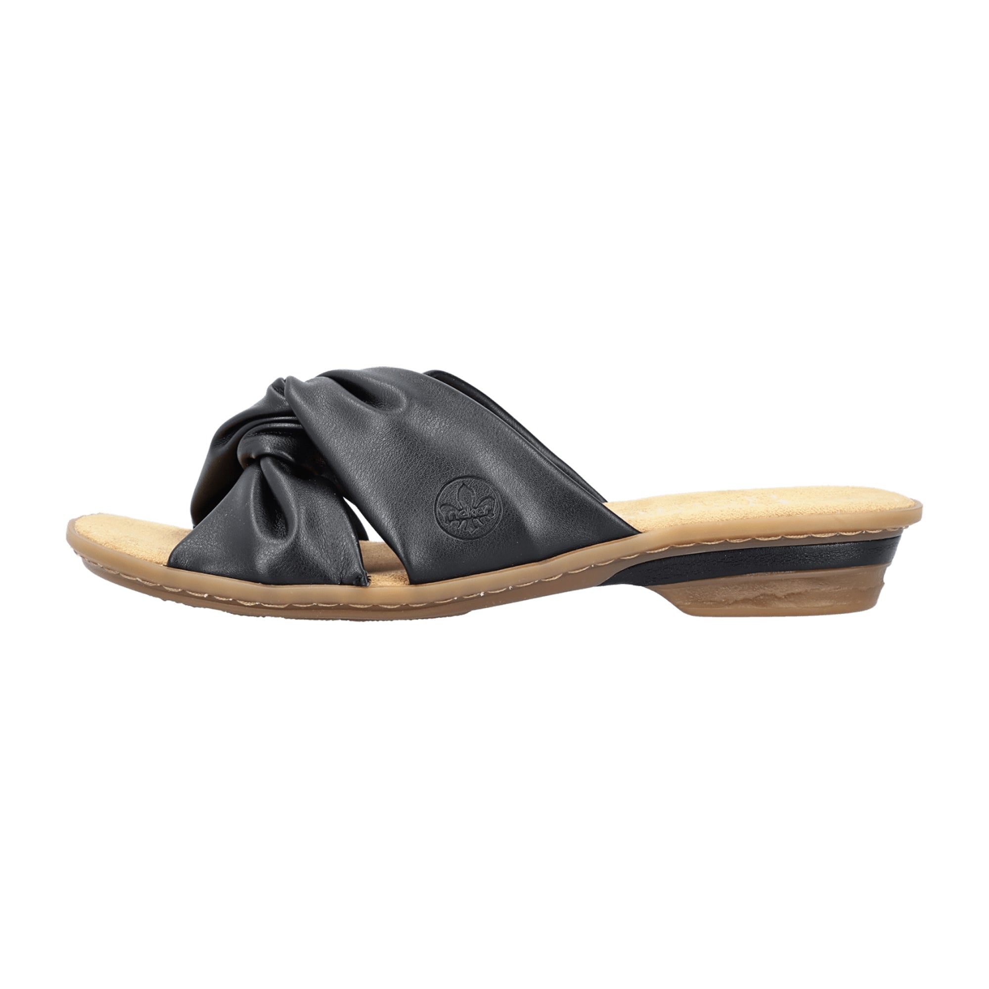 Rieker Classic Women's Black Slip-On Sandals Comfortable Faux Leather