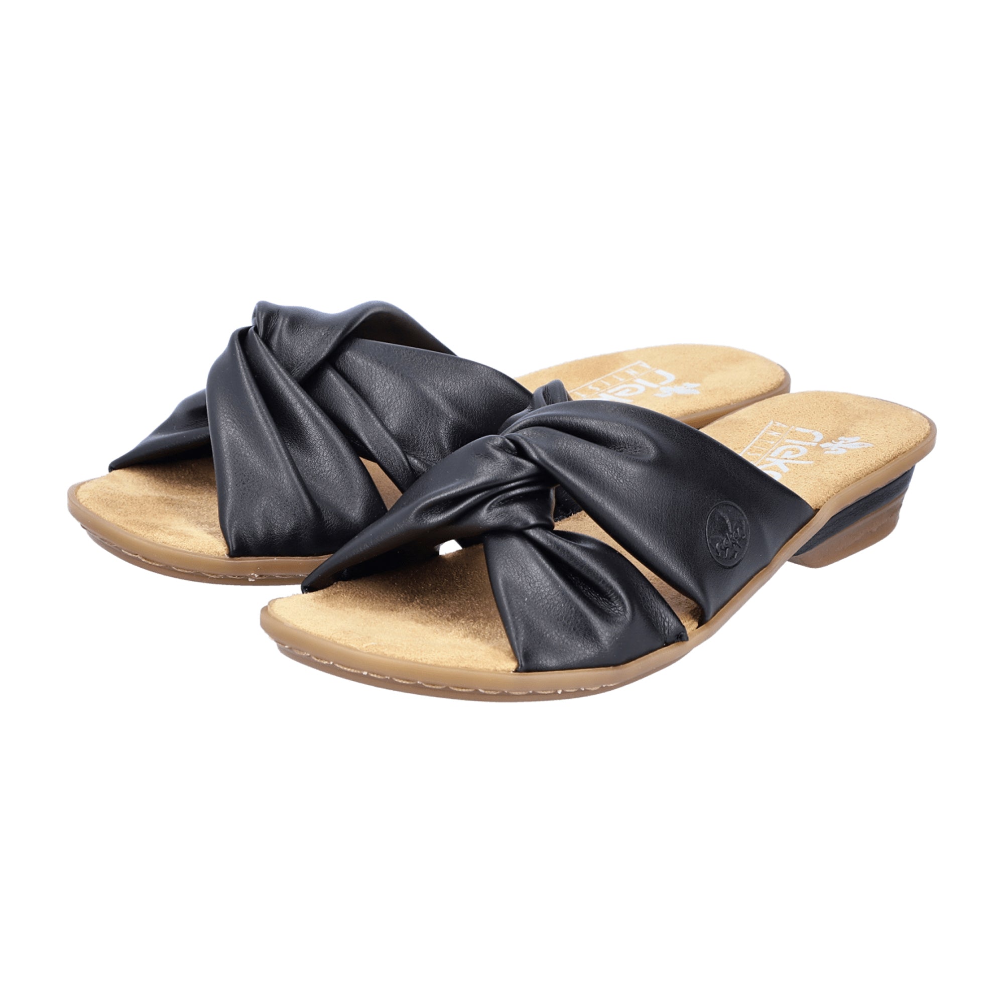 Rieker Classic Women's Black Slip-On Sandals Comfortable Faux Leather