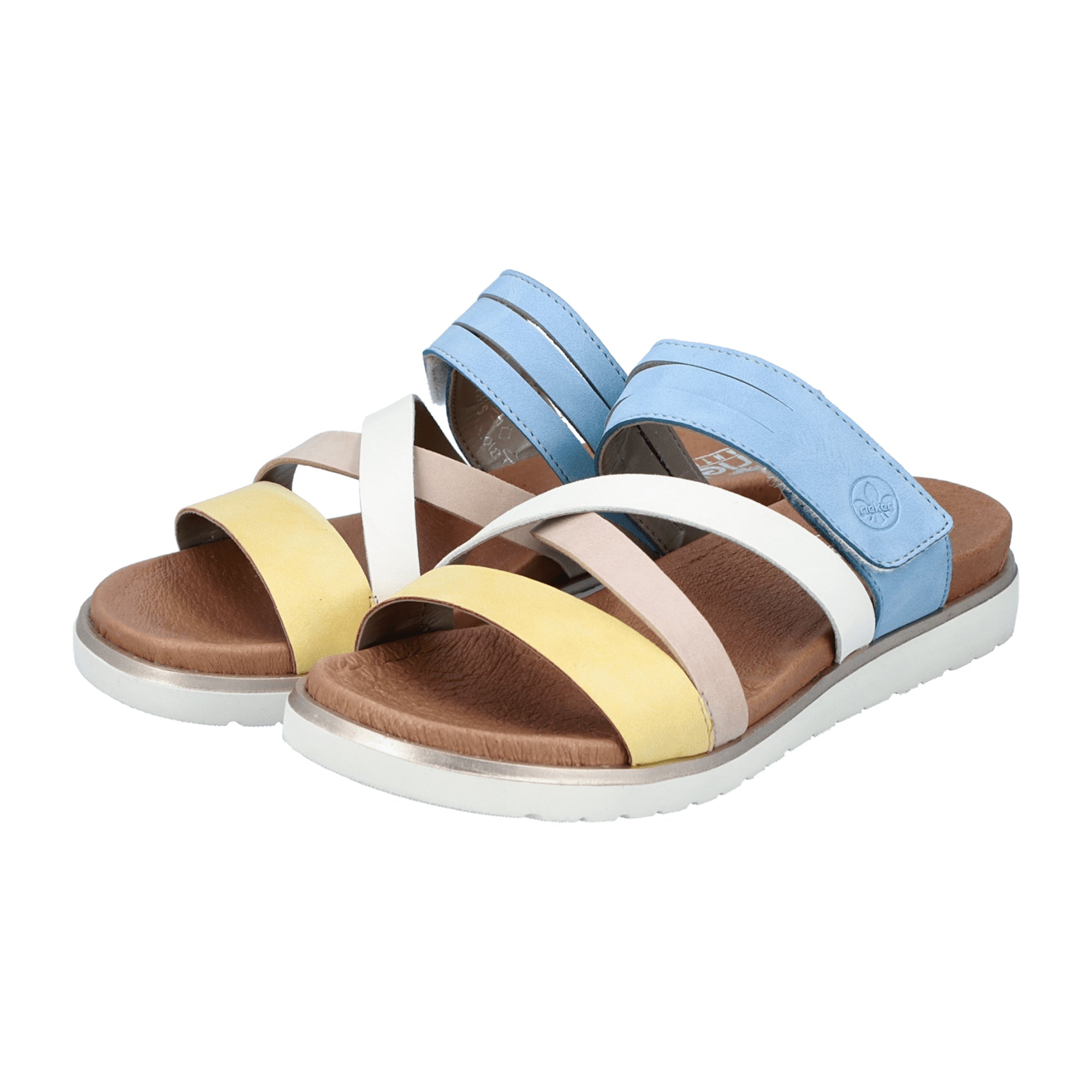 Rieker V5056-68 Women's Multicolor Synthetic Leather Slip-On Sandals with Velcro
