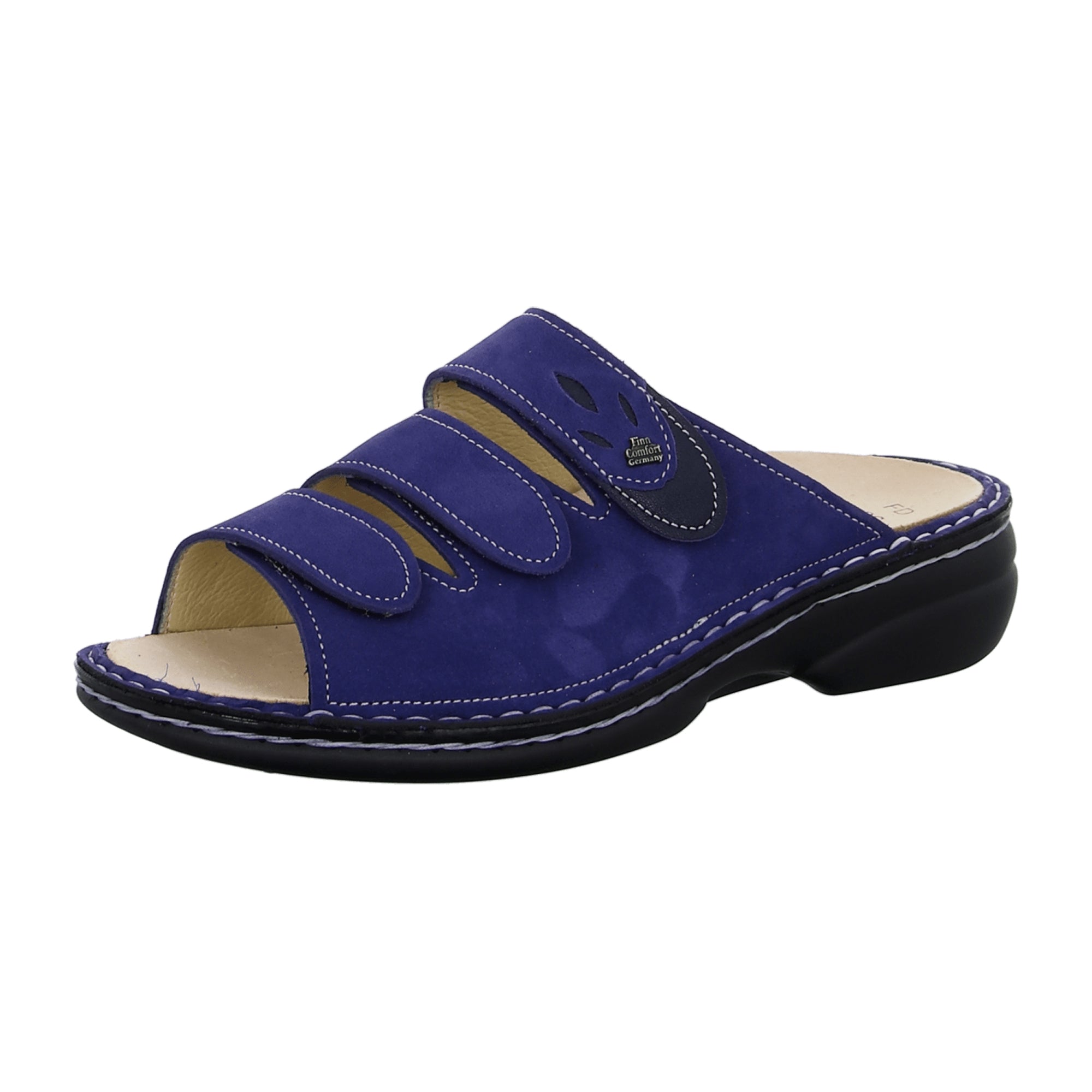 Finn Comfort Kos Women's Slide Sandals in Royal/Atlantic Blue - Stylish & Comfortable Leather Footwear