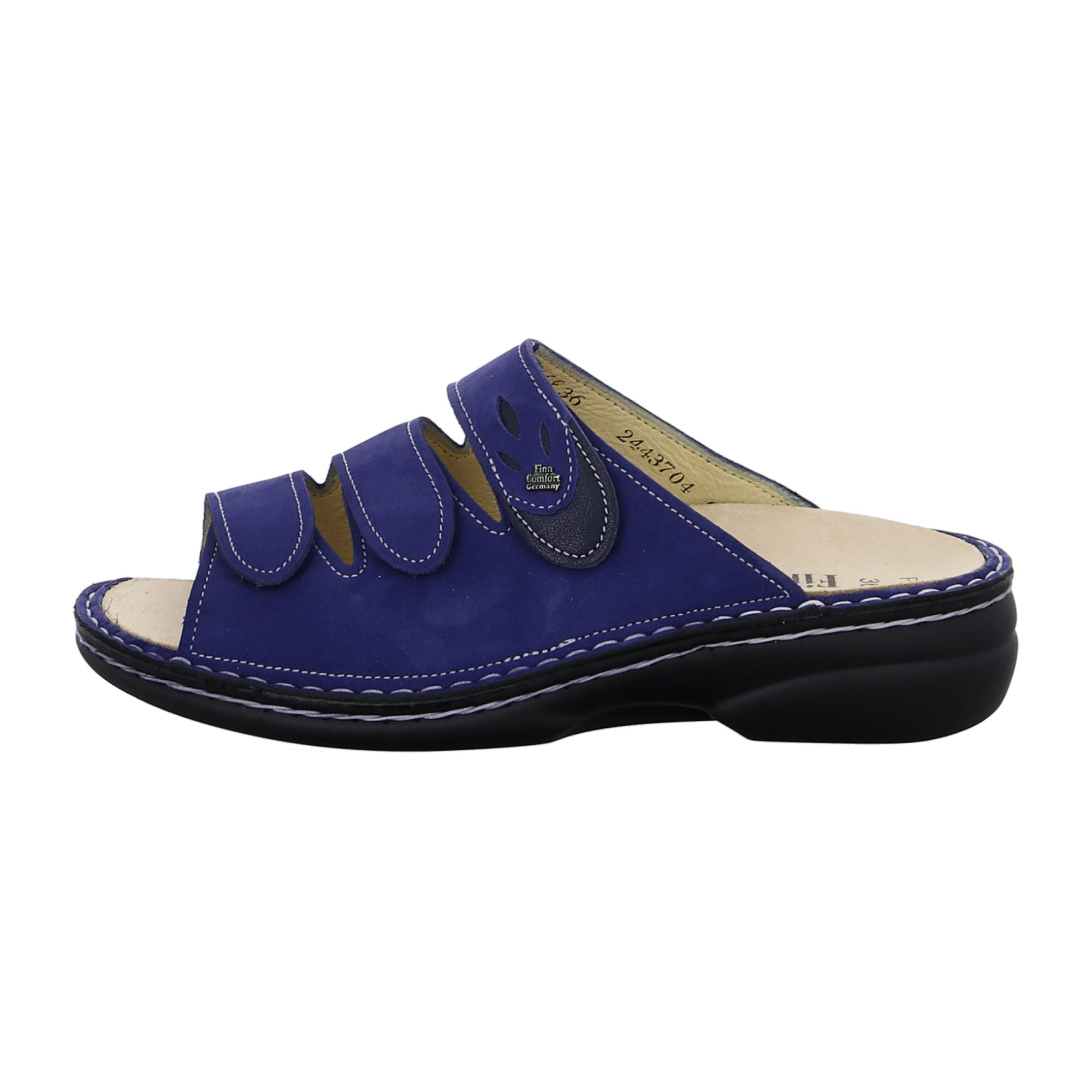 Finn Comfort Kos Women's Slide Sandals in Royal/Atlantic Blue - Stylish & Comfortable Leather Footwear - Bartel-Shop