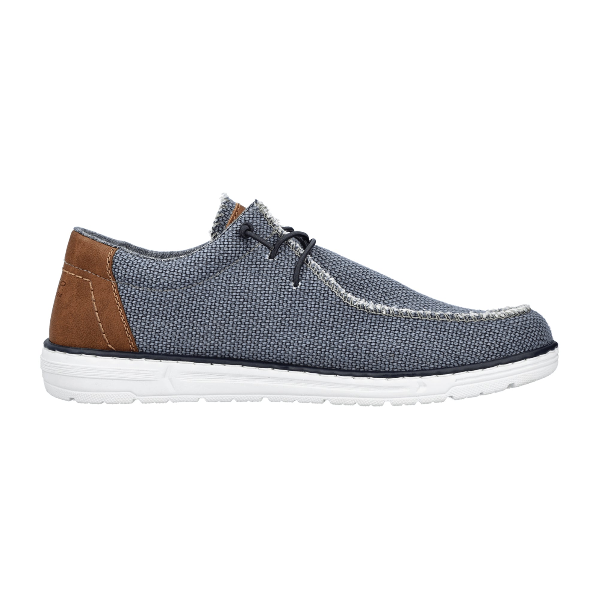 Rieker Men's Blue Moccasin Lace-Up Shoes Comfortable Lightweight Slippers