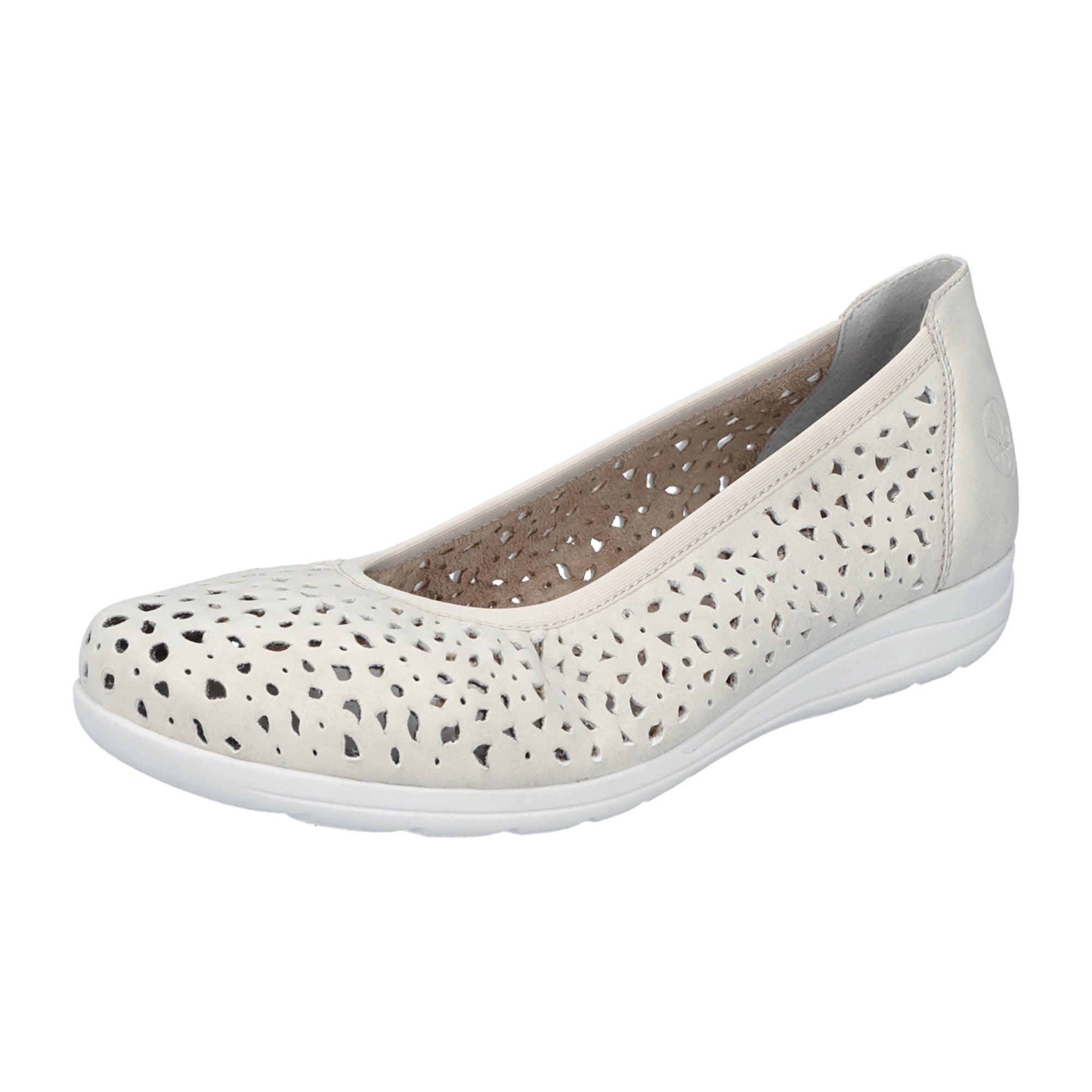 Rieker Beige Slip-On Flats for Women with Soft Insole and Durable Sole