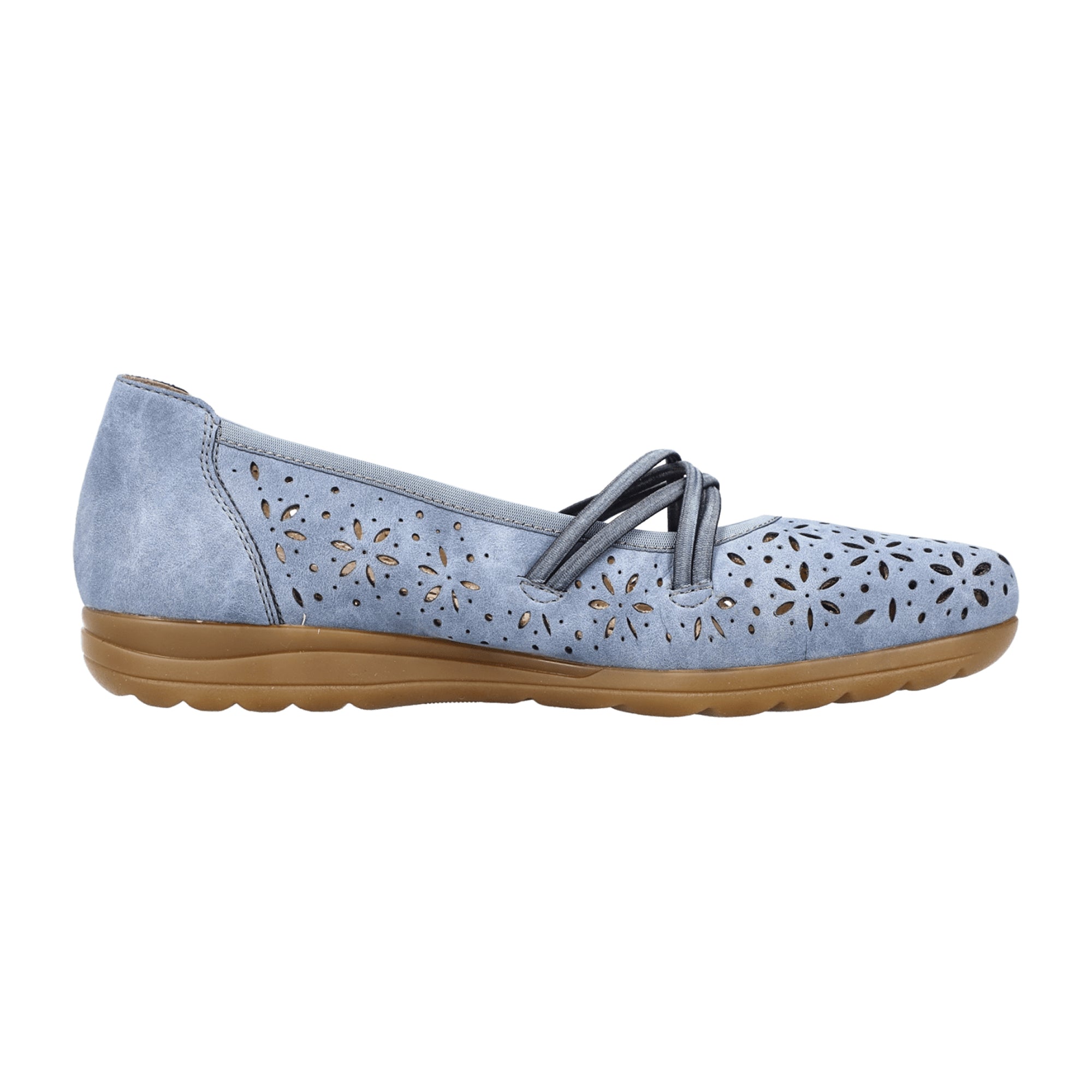 Rieker Nabukino Women's Blue Slip-On Ballerinas with Soft Insole and Grip Sole