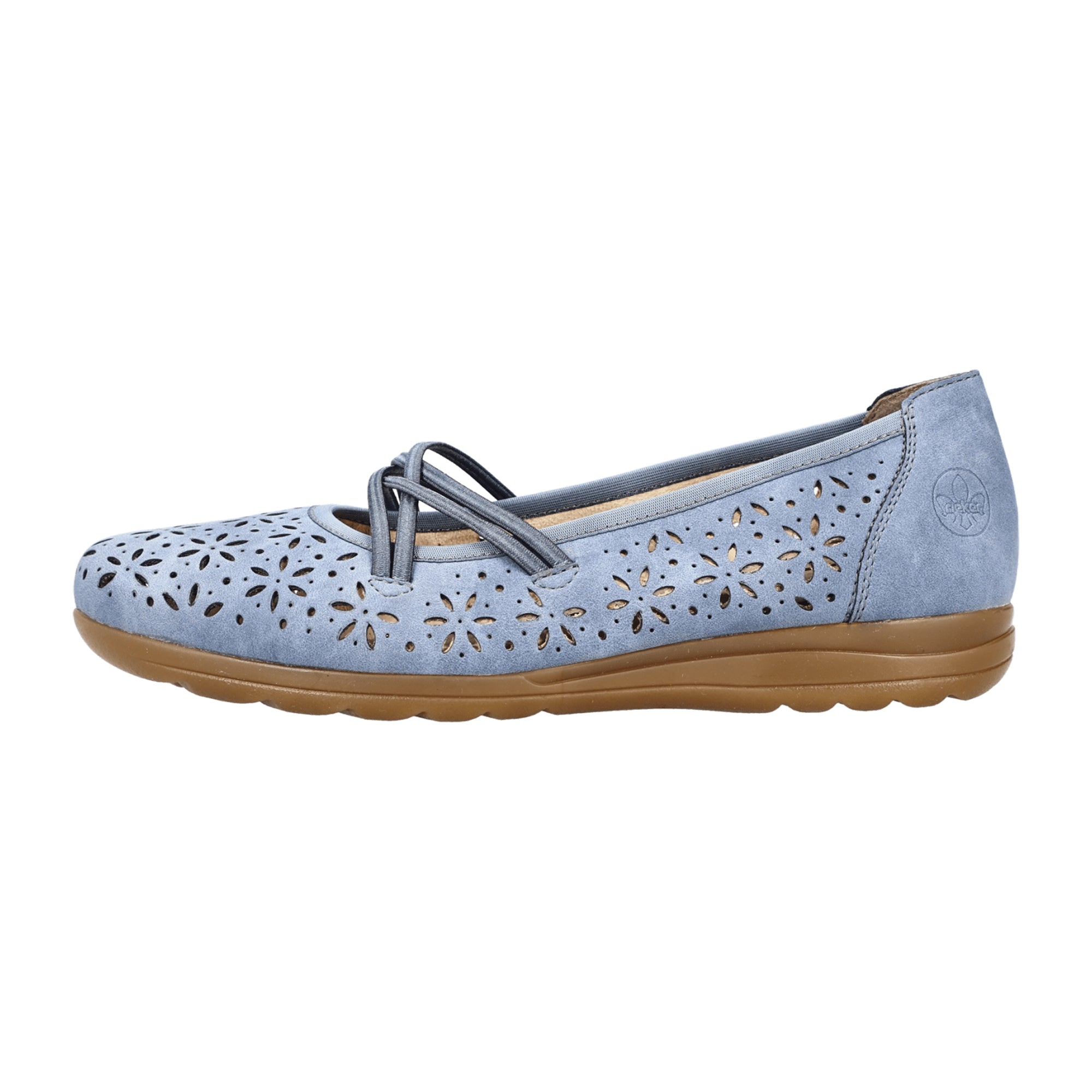 Rieker Nabukino Women's Blue Slip-On Ballerinas with Soft Insole and Grip Sole
