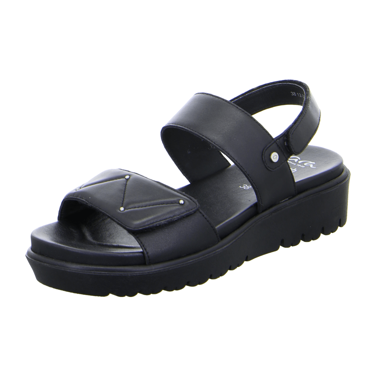 ARA Bilbao Women's Slip-On Sandalette with Ankle Strap in Smooth Leather, Black