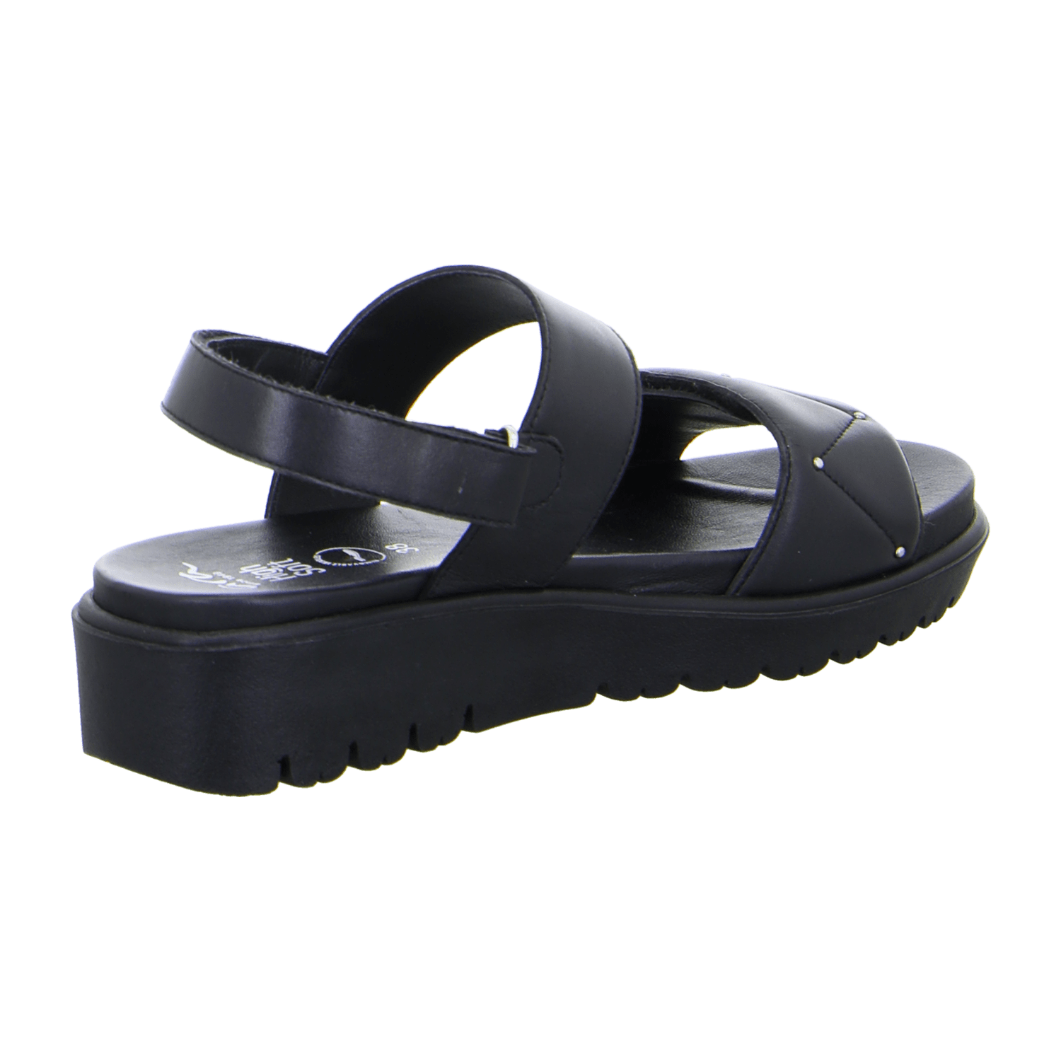 ARA Bilbao Women's Slip-On Sandalette with Ankle Strap in Smooth Leather, Black