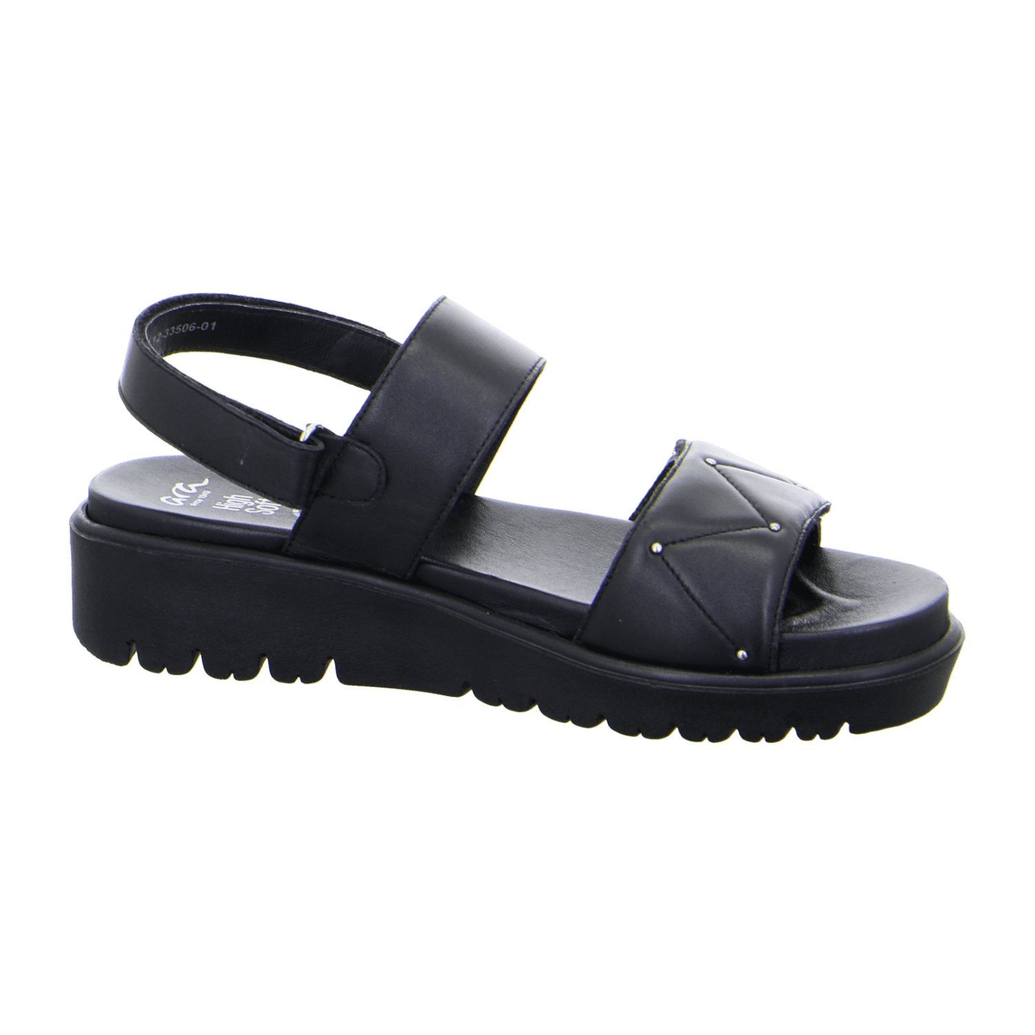 ARA Bilbao Women's Slip-On Sandalette with Ankle Strap in Smooth Leather, Black