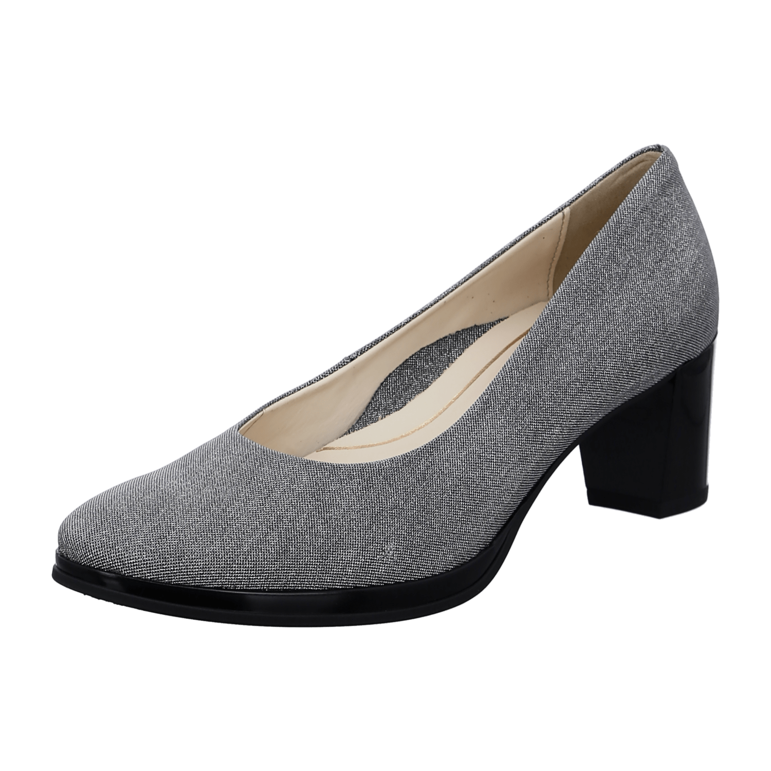 ARA Orly Women's Gray Leather Pull-On Pumps with Round Toe