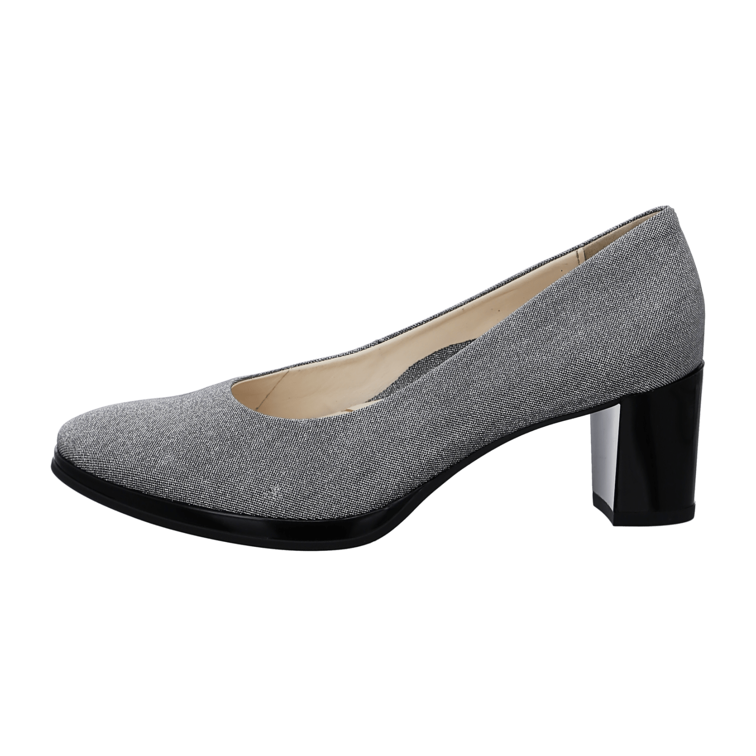 ARA Orly Women's Gray Leather Pull-On Pumps with Round Toe