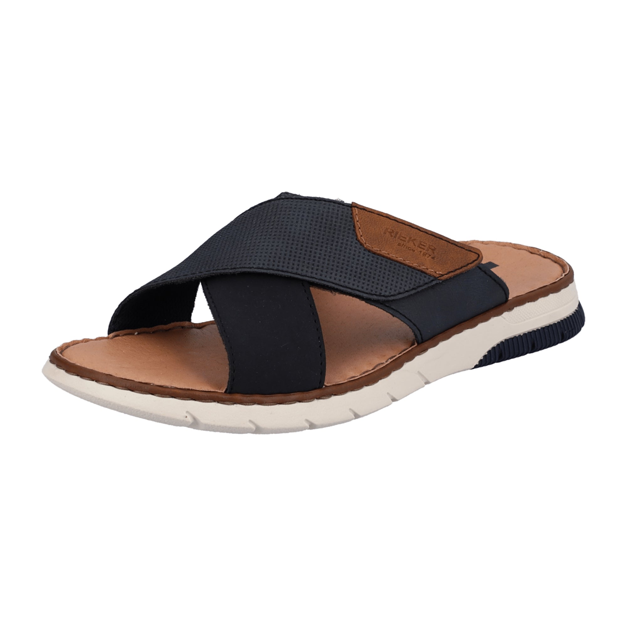 Rieker Men's Blue Synthetic Sandals with Velcro Closure and Cushioned Sole