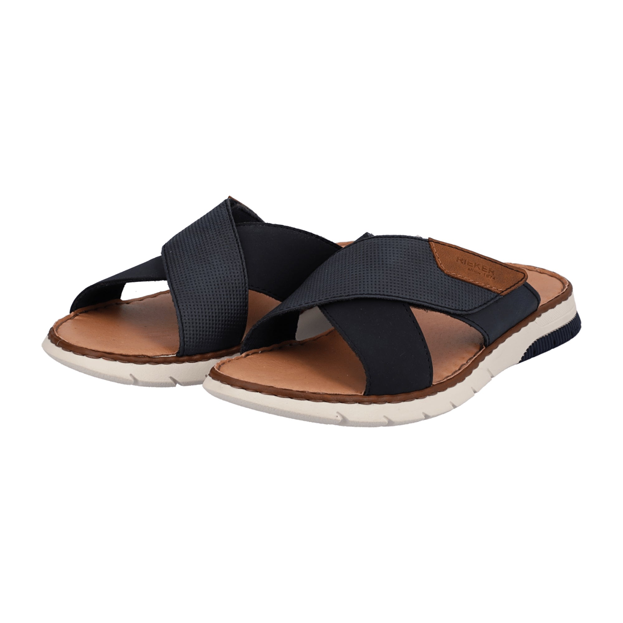Rieker Men's Blue Synthetic Sandals with Velcro Closure and Cushioned Sole