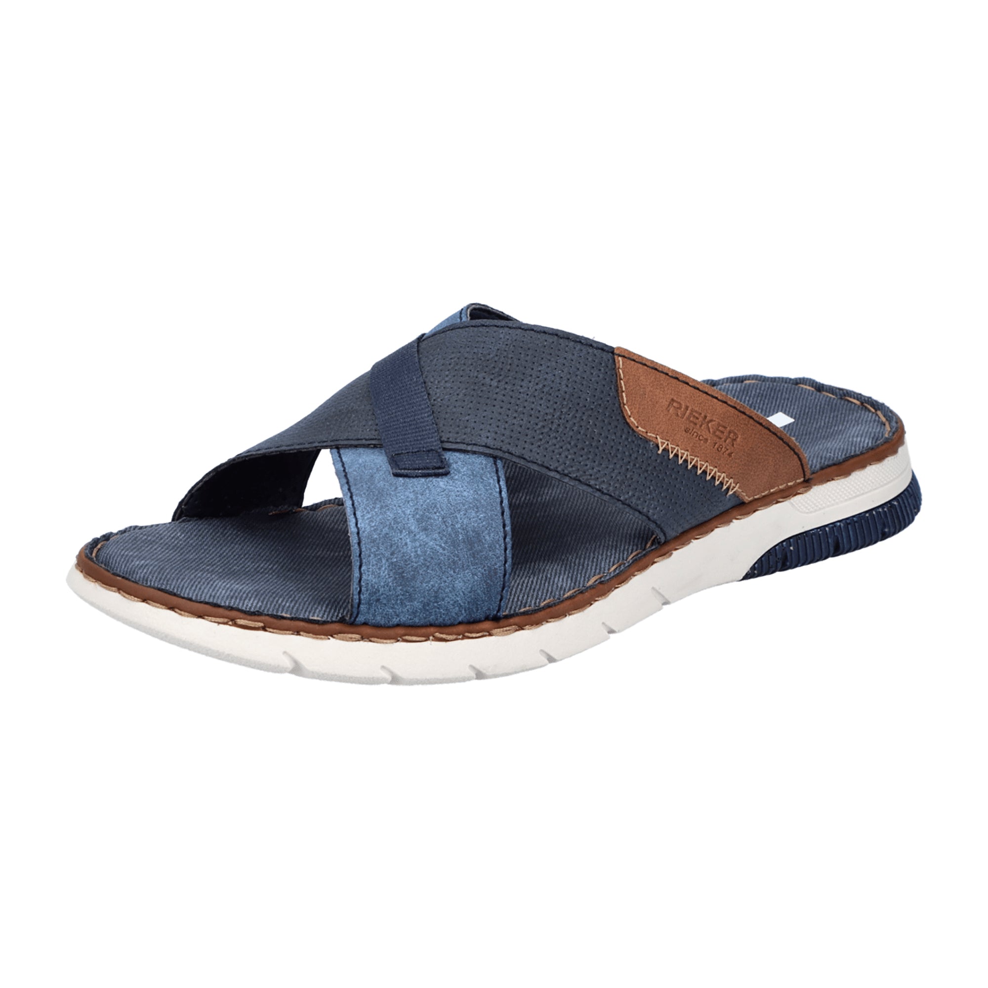 Rieker Men's Blue Slip-On Sandals with Comfortable Cushioned Sole