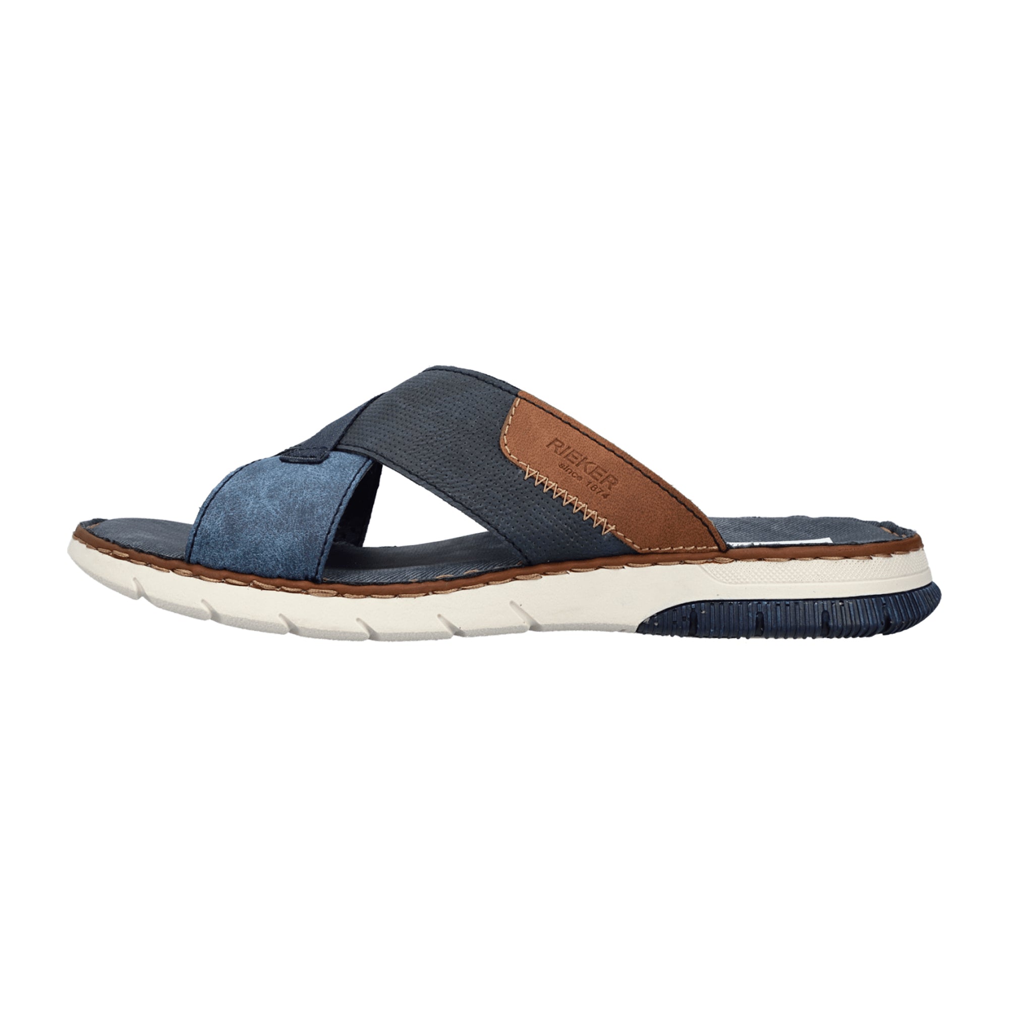 Rieker Men's Blue Slip-On Sandals with Comfortable Cushioned Sole