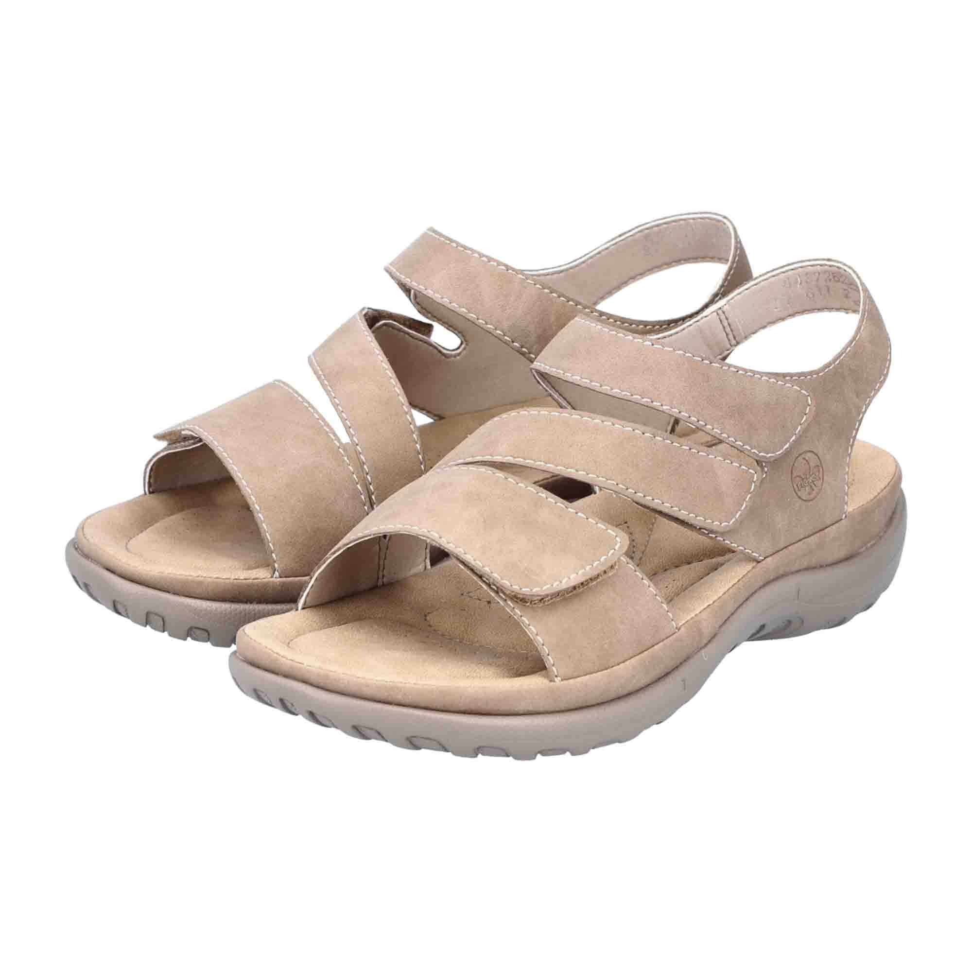 Rieker Comfortable Women's Sandals Beige with Velcro Strap Flexible Sole