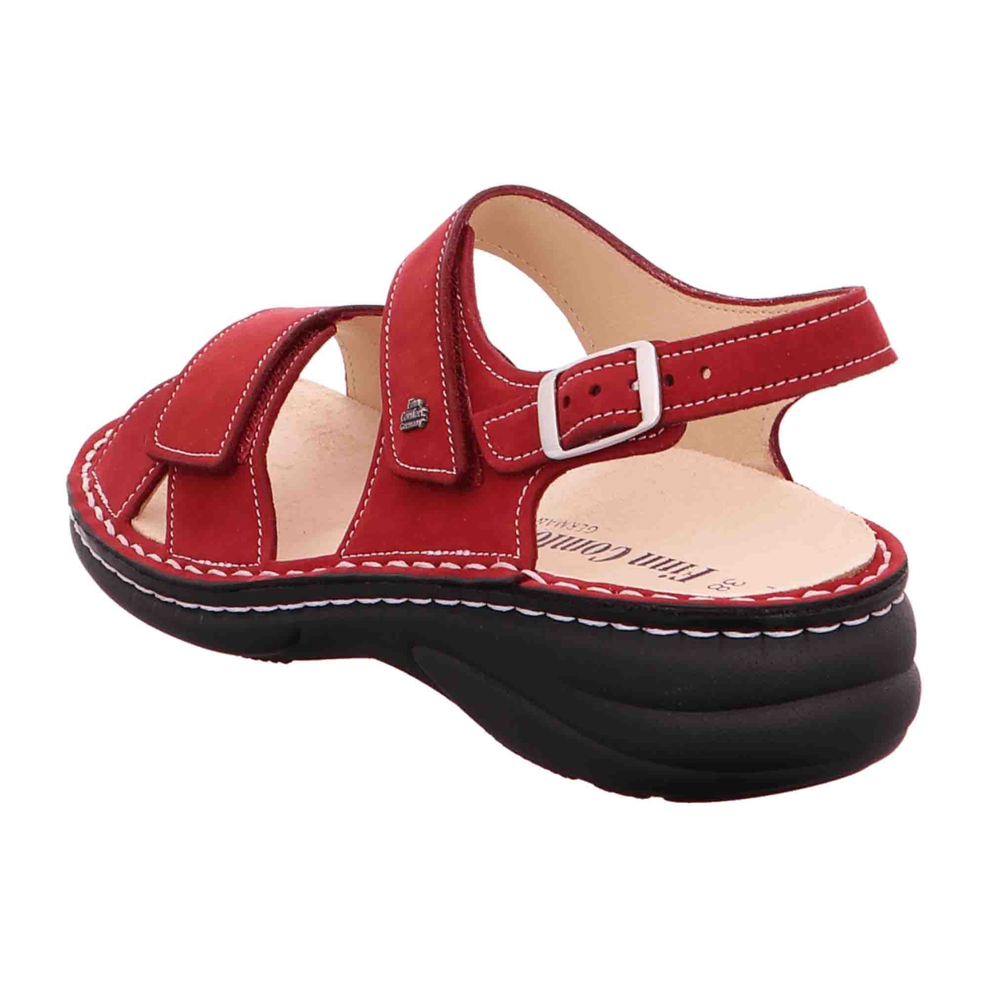 Finn Comfort Linosa Women's Sandals - Chili Red Nubuck Leather with Adjustable Straps and Removable Insoles - Bartel-Shop