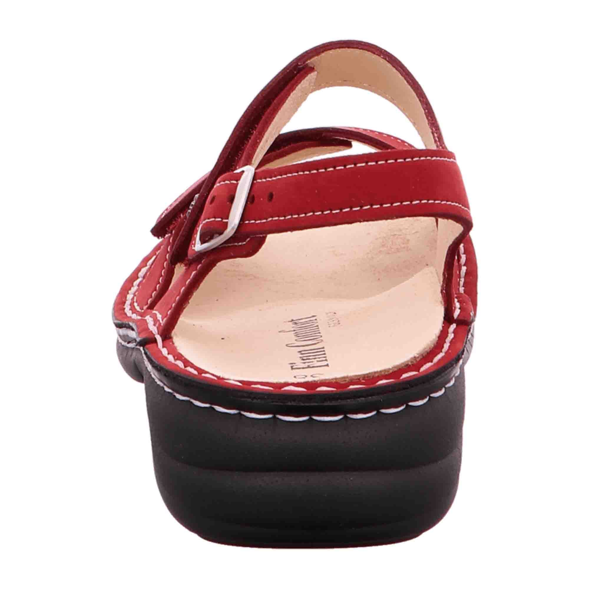 Finn Comfort Linosa Women's Sandals - Chili Red Nubuck Leather with Adjustable Straps and Removable Insoles - Bartel-Shop