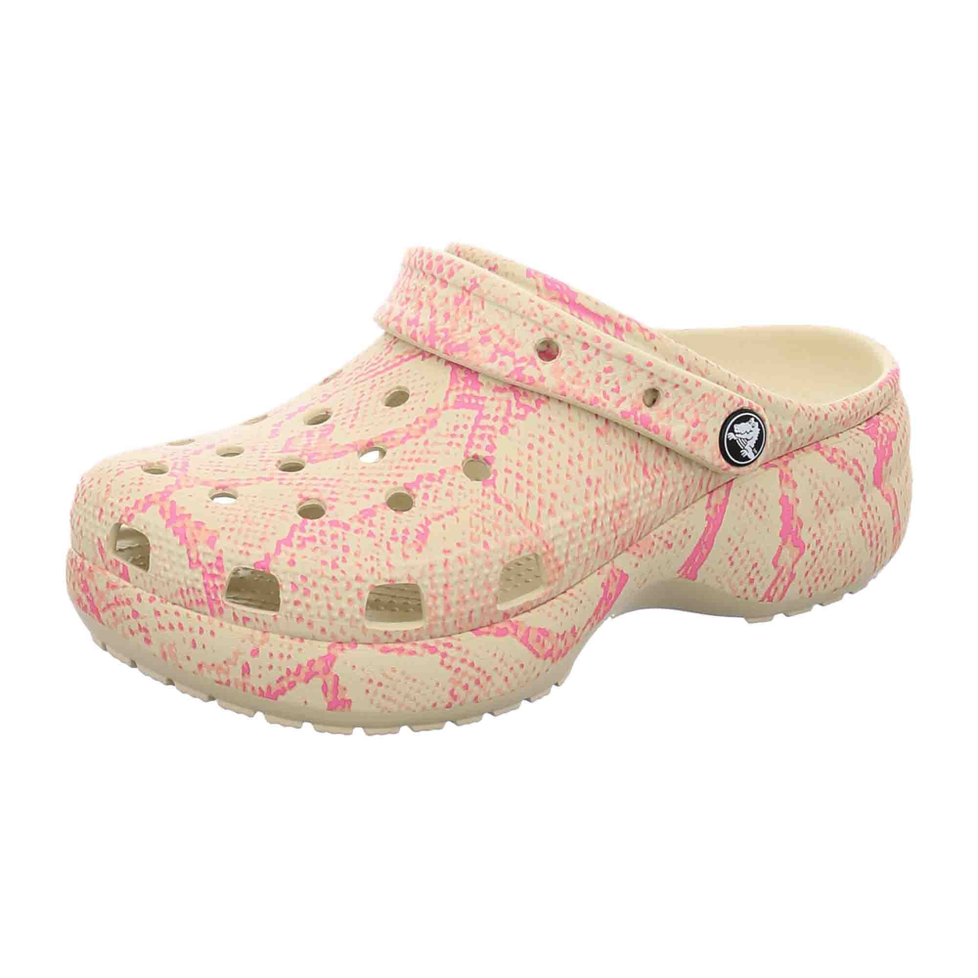 Crocs Women's Classic Platform Snakeprint Clogs - Stylish Beige Comfort Footwear