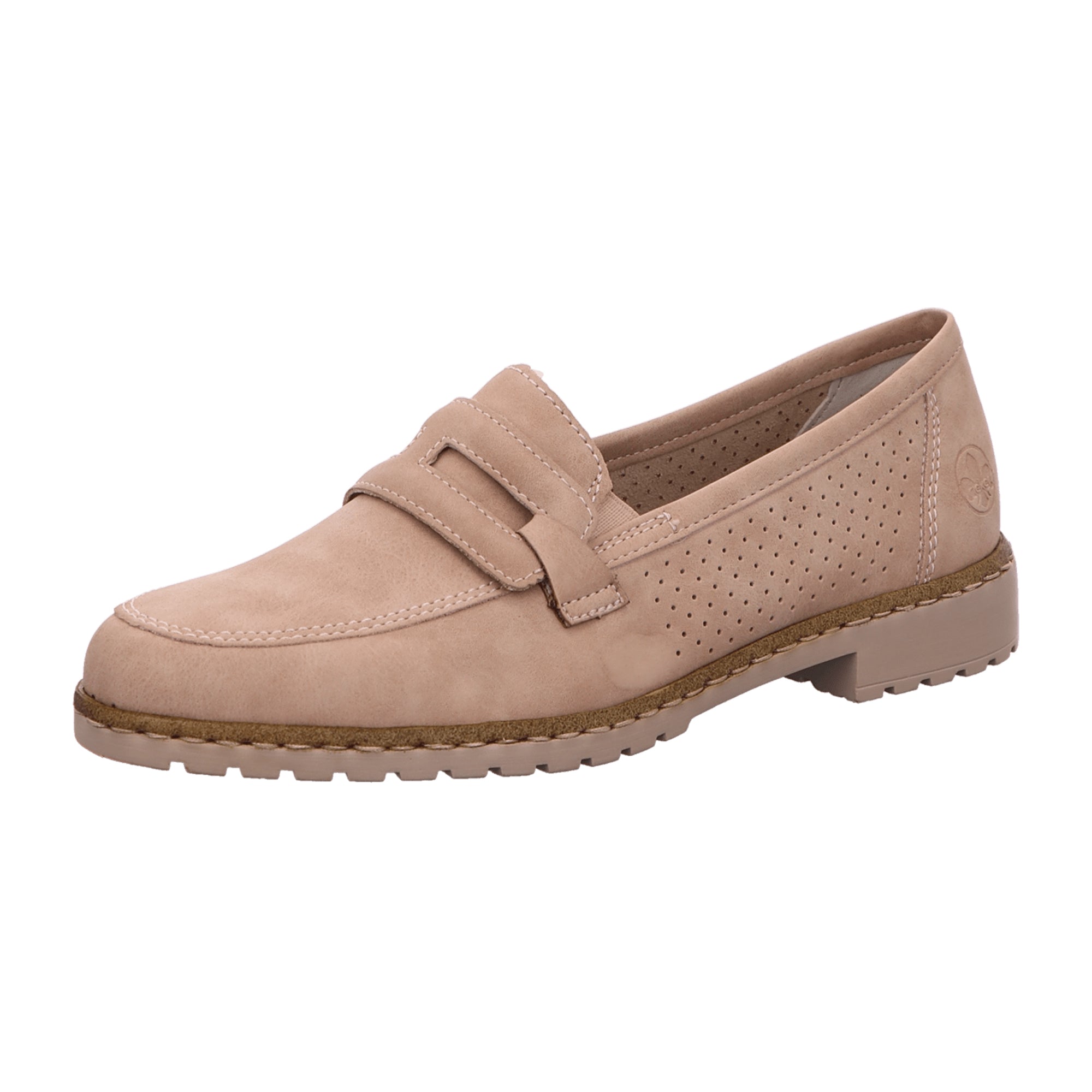 Rieker Rosa Ladies Loafers Pink Slip-On Faux Leather Lightweight Comfort Shoes