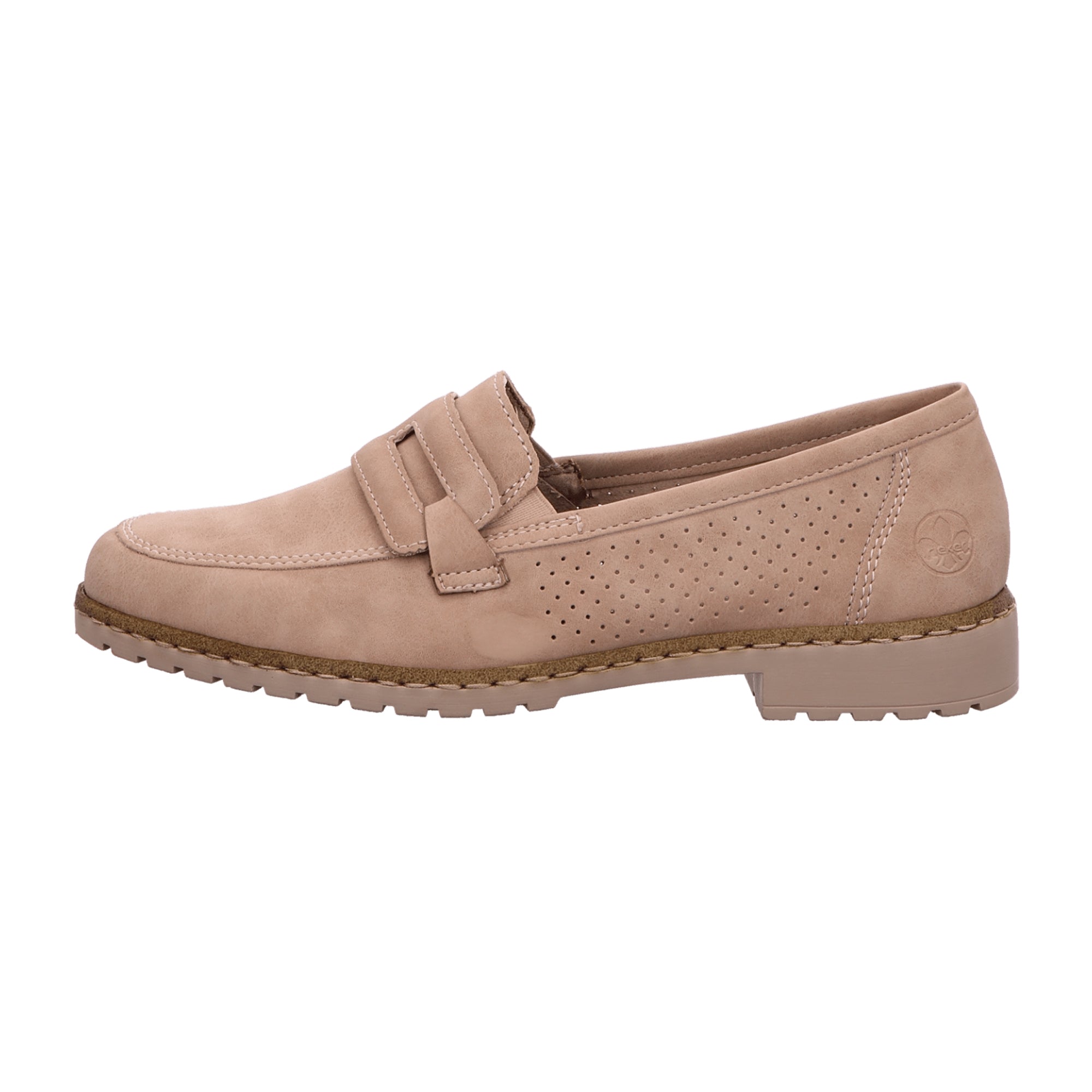 Rieker Rosa Ladies Loafers Pink Slip-On Faux Leather Lightweight Comfort Shoes