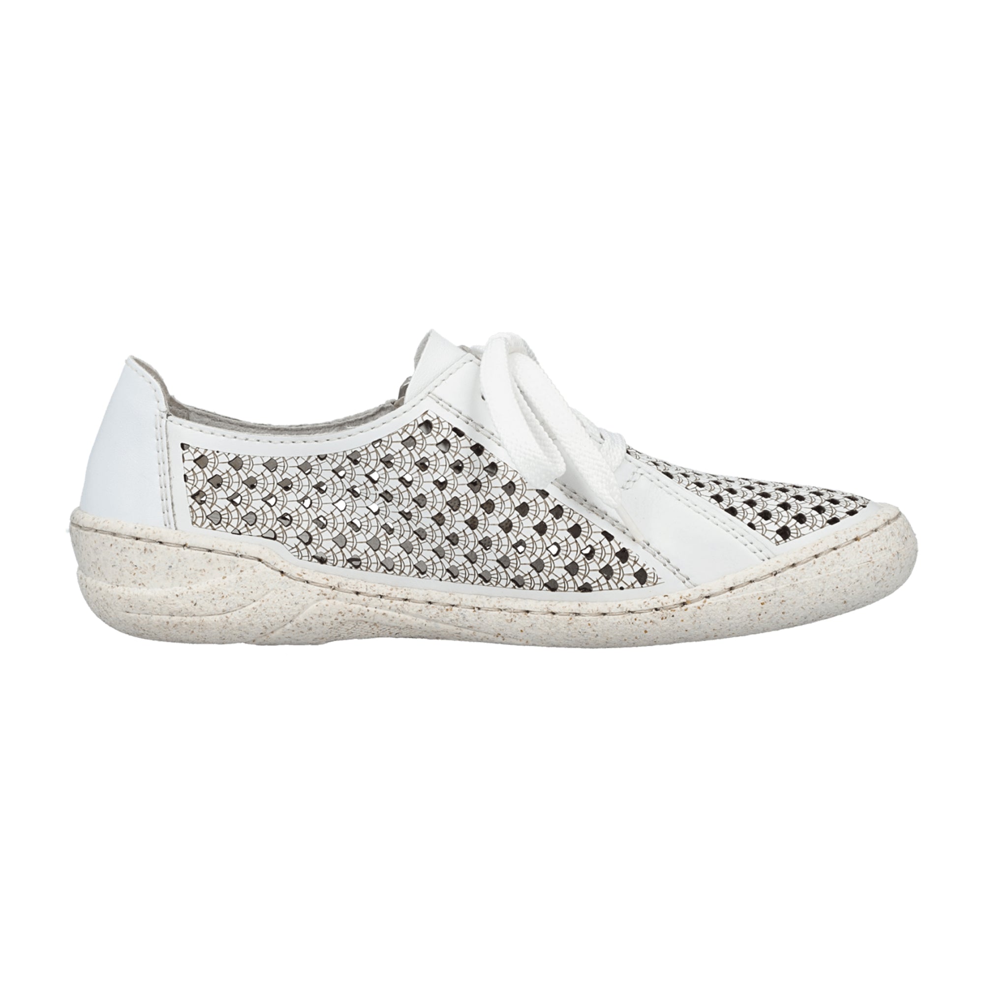 Rieker Women's White Lace-Up Shoes Comfortable Modern Design Synthetic Leather