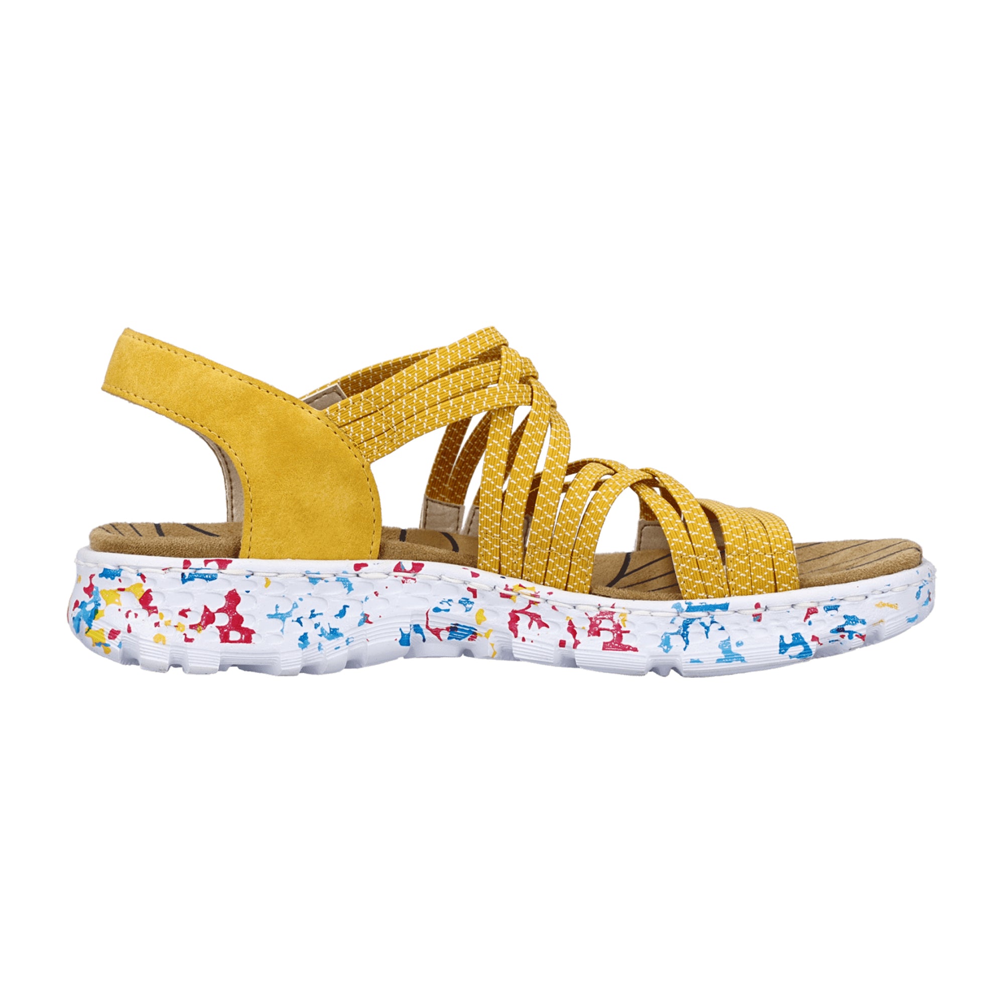 Rieker Women's Comfort Sandals Yellow Faux Leather with Velcro Straps