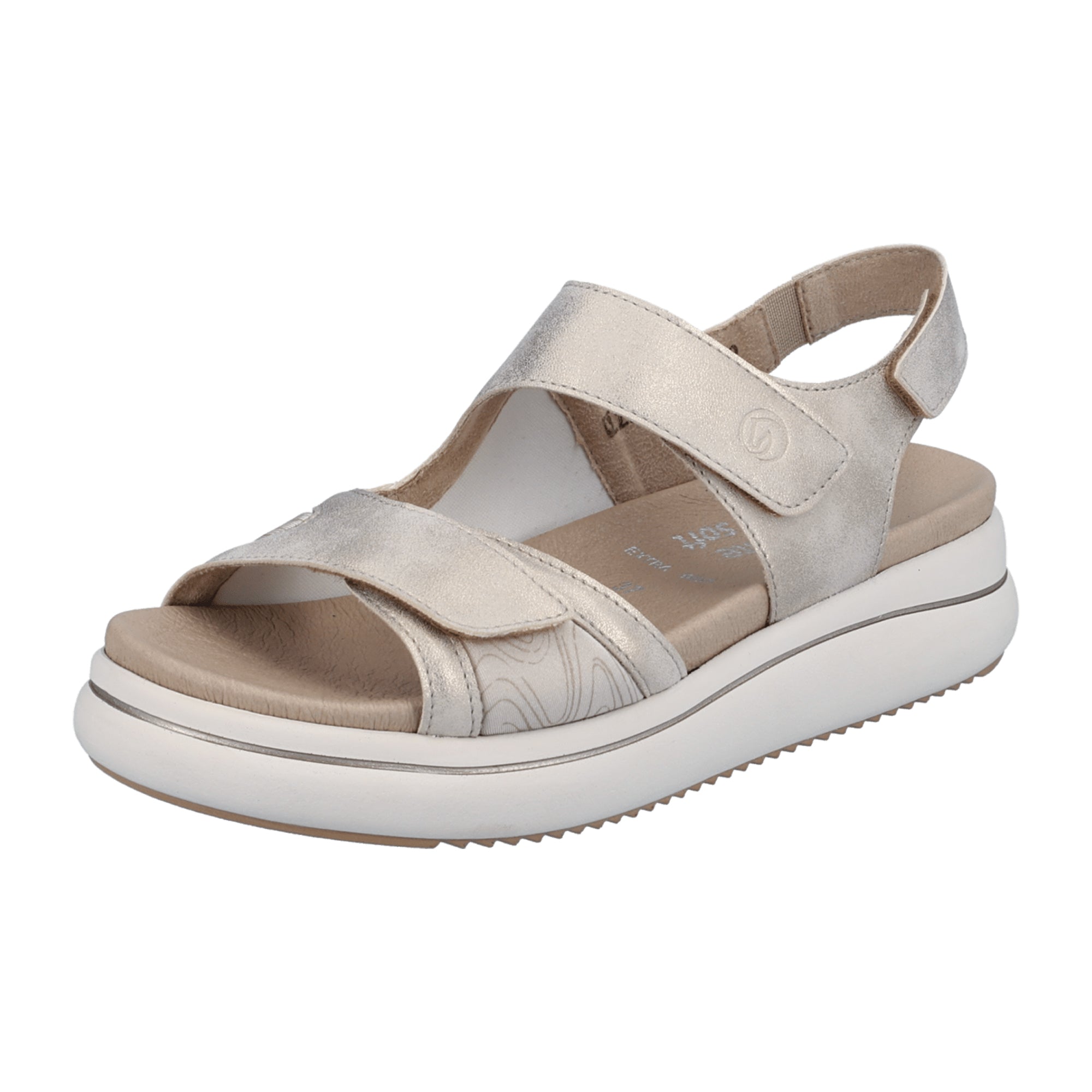 Remonte Beige Women's Strappy Sandals with Velcro and Cushioning Sole