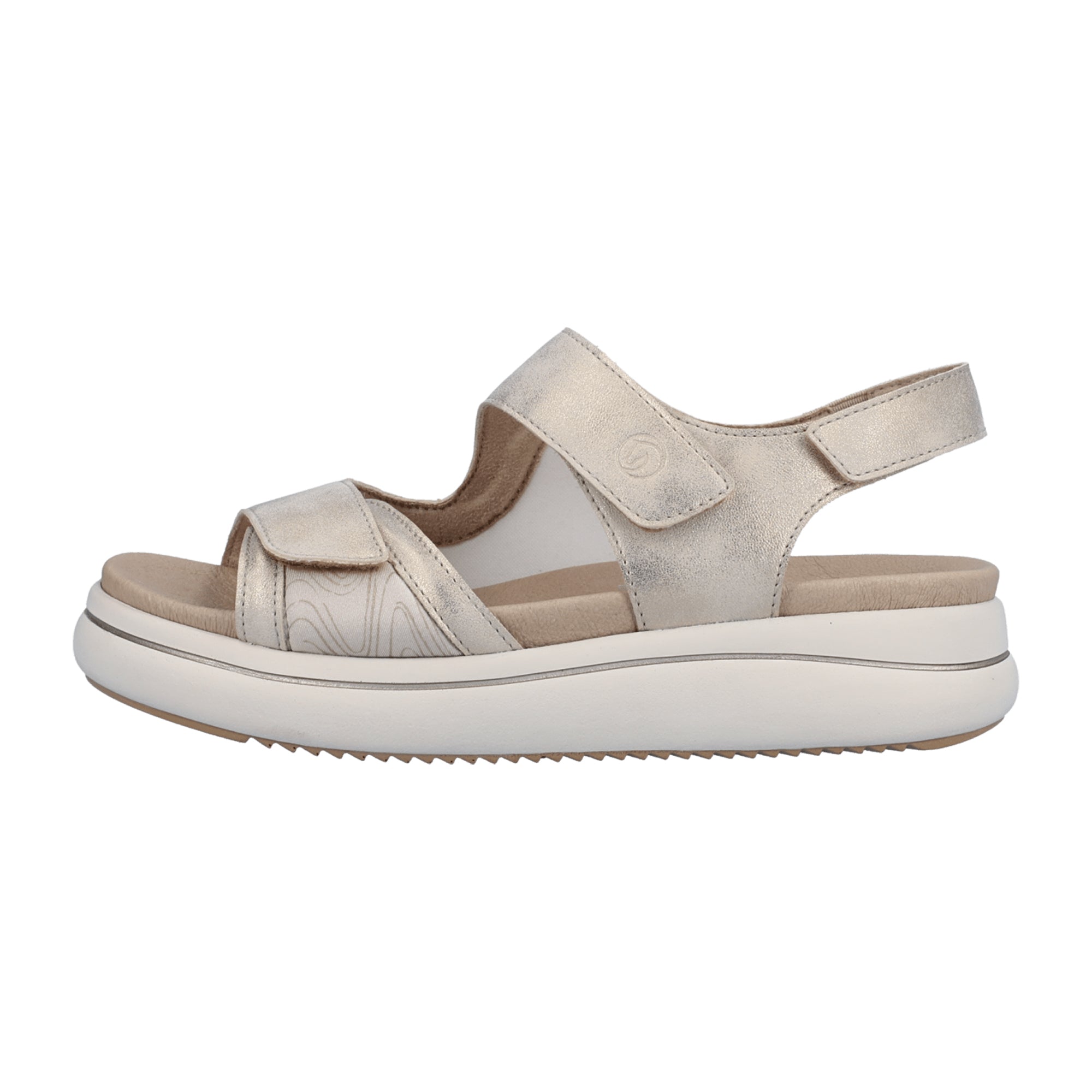 Remonte Beige Women's Strappy Sandals with Velcro and Cushioning Sole