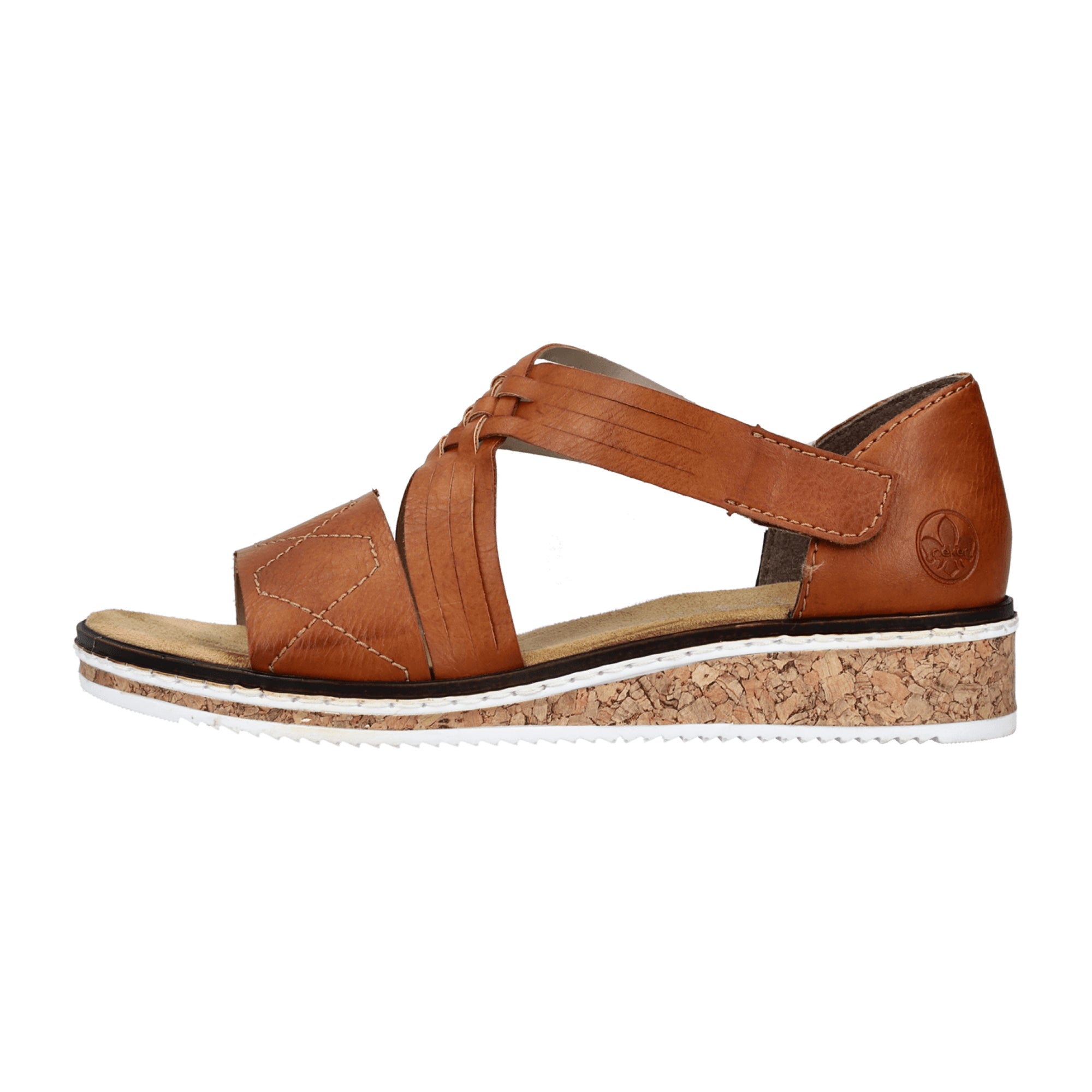 Rieker Brown Wedge Sandals for Women with Velcro Strap and Comfortable Sole