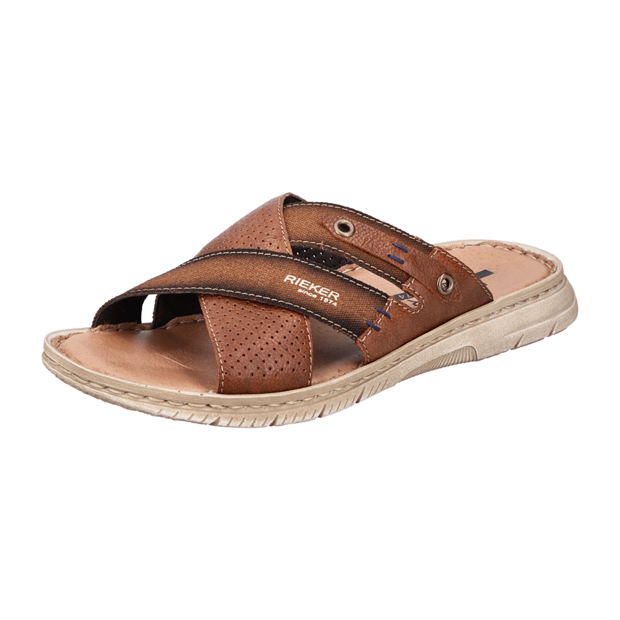 Rieker Aldama Men's Brown Slip-On Sandals with Cushioned Sole and Comfort Fit