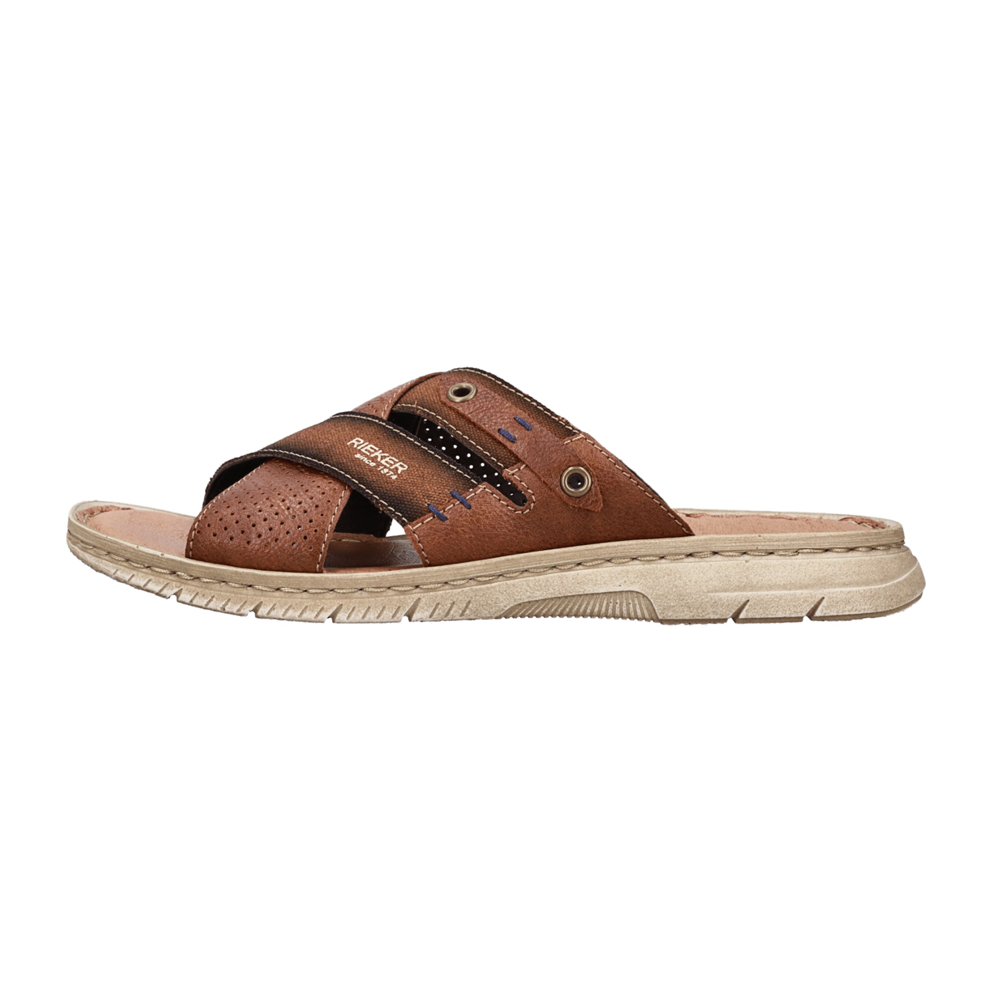 Rieker Aldama Men's Brown Slip-On Sandals with Cushioned Sole and Comfort Fit - Bartel-Shop