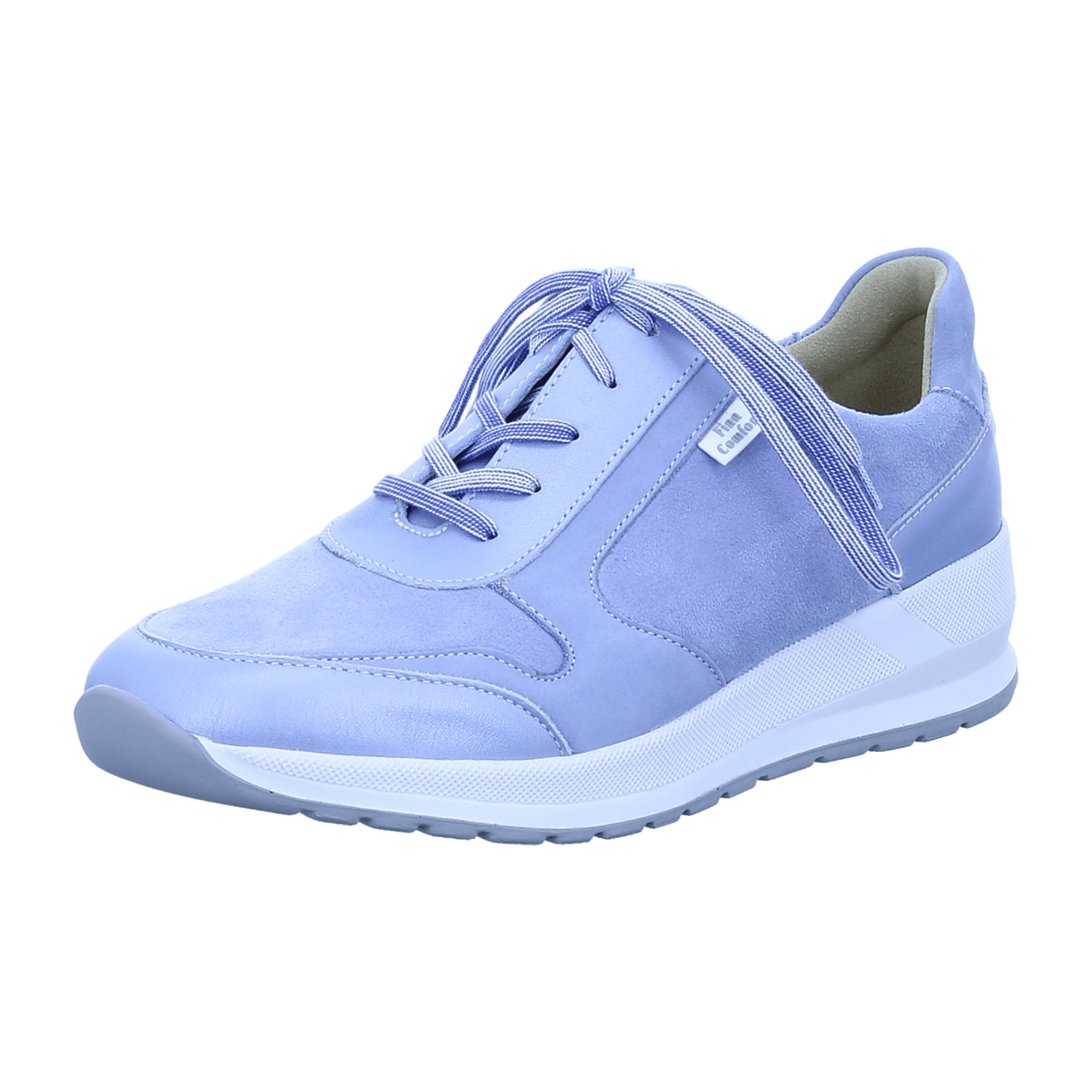 Finn Comfort Mori Sky Blue Lace-Up Shoes with Removable Insole - Comfortable Leather Shoes for Women