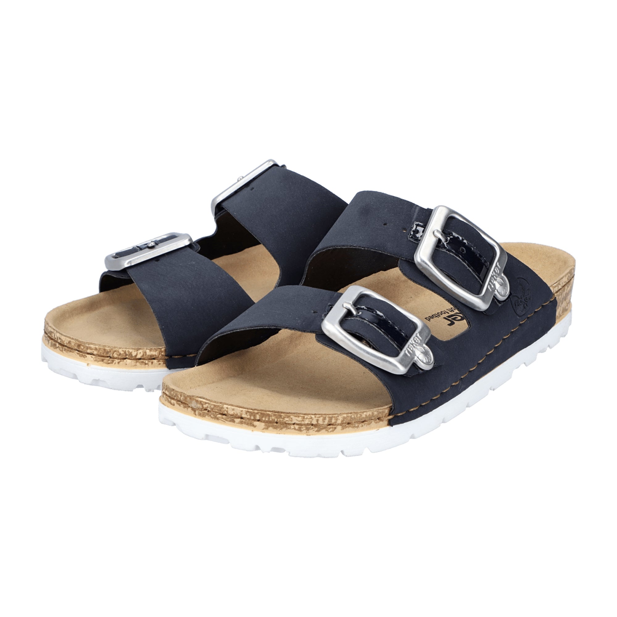 Rieker Women's Black Sandals with Velcro Strap and Shock-Absorbing Sole