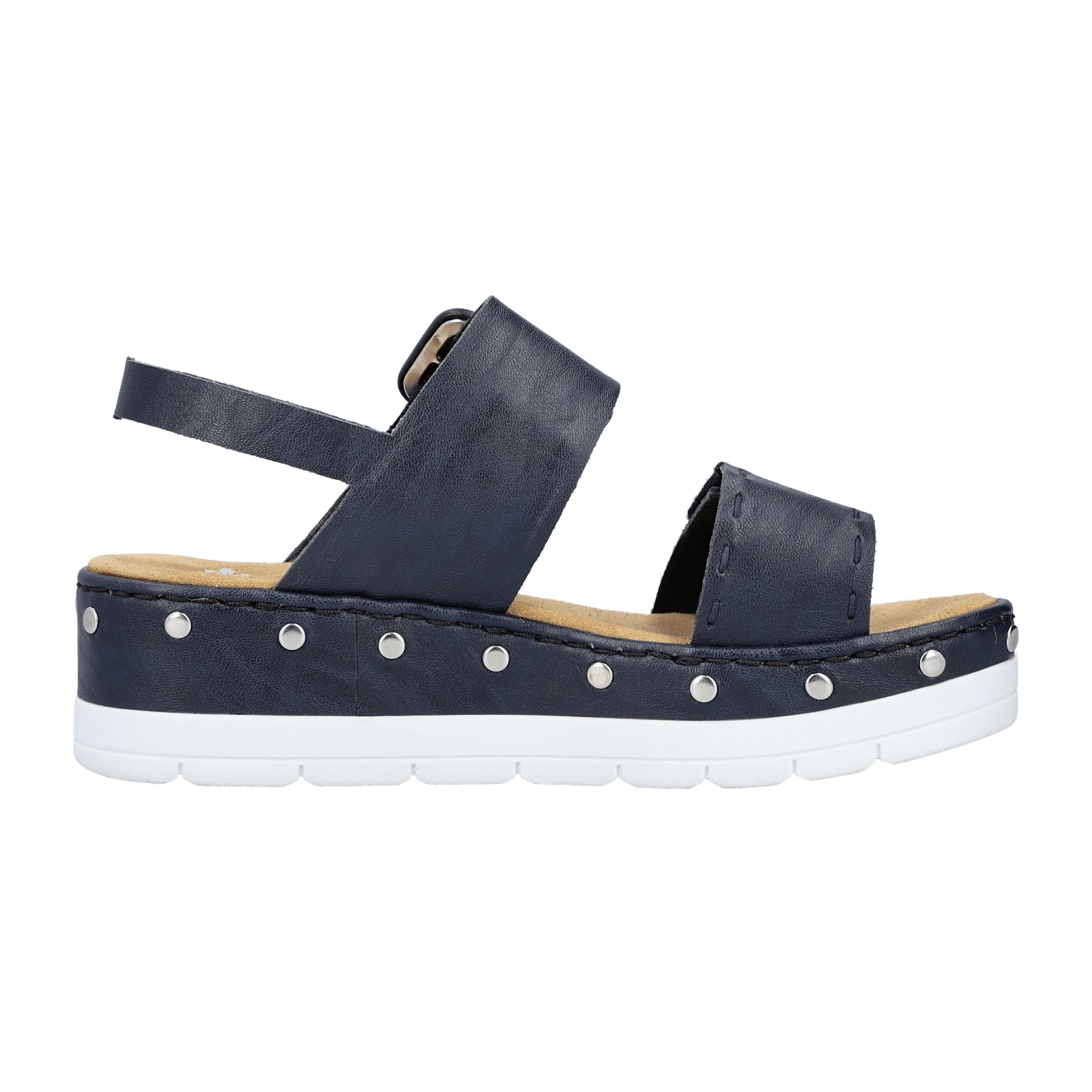 Rieker Women's Blue Sandals with Narrow Fit and Comfortable Sole