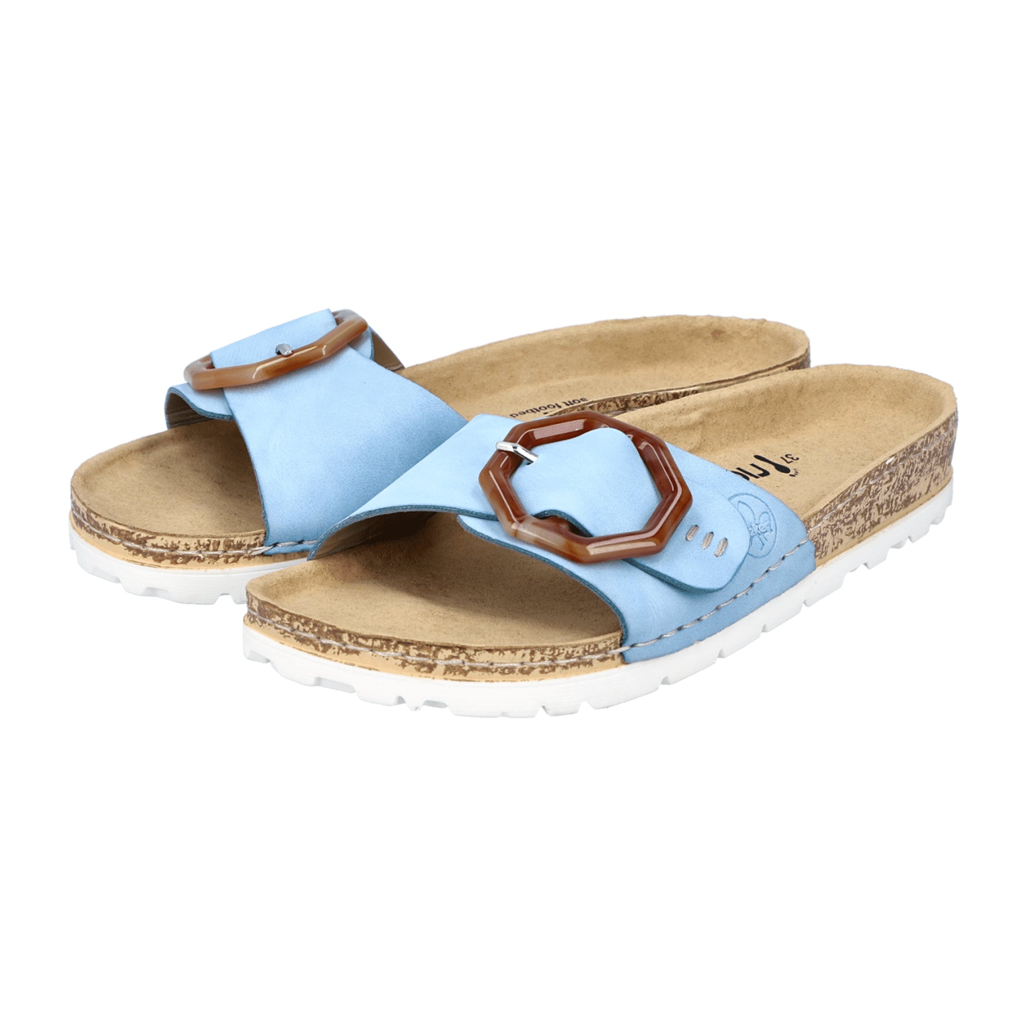 Rieker Women's Classic Slip-On Blue Sandals with Cushioned Sole - Bartel-Shop